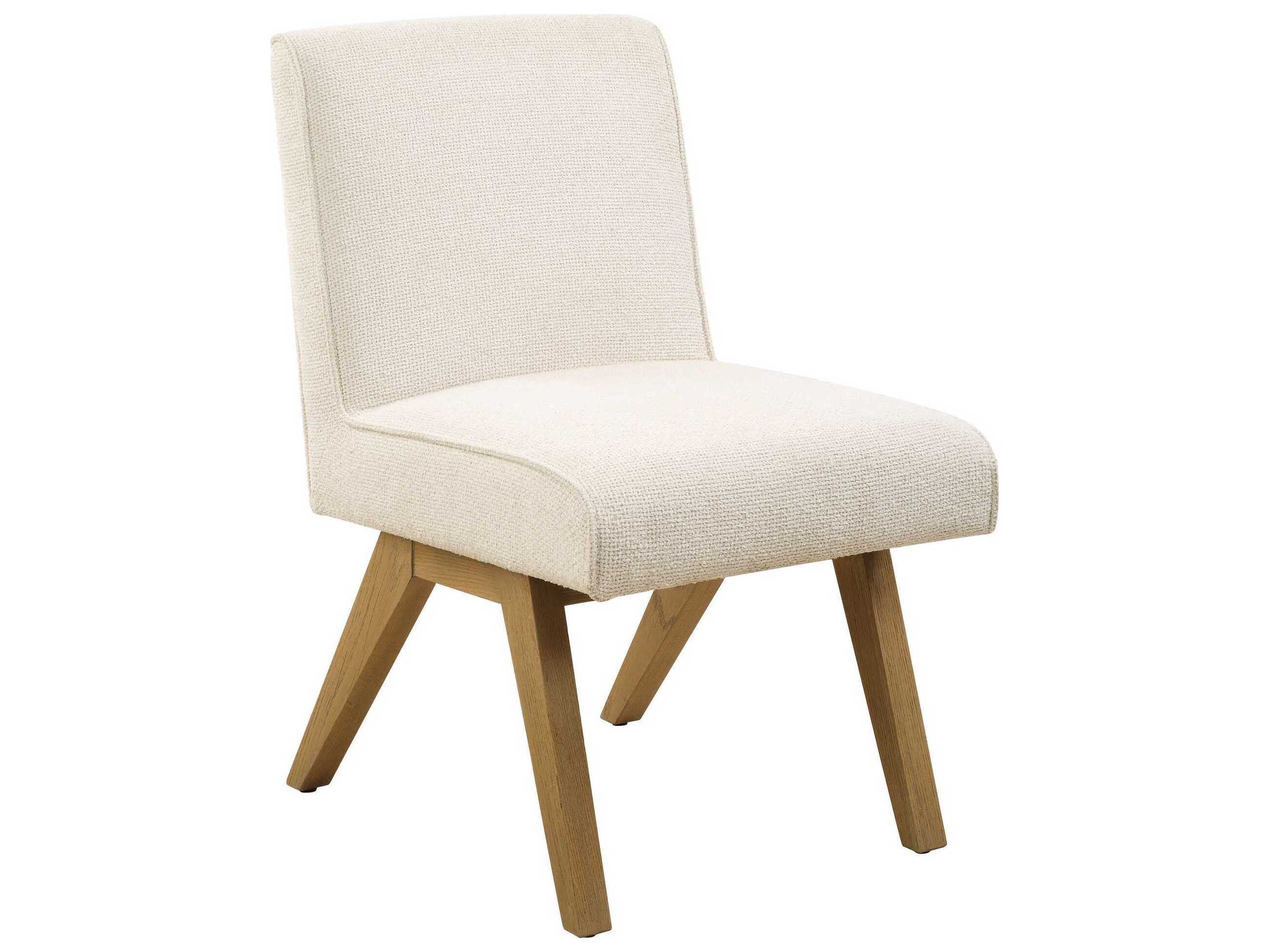 Uttermost Blakely Oak Wood White Upholstered Armless Dining Chair