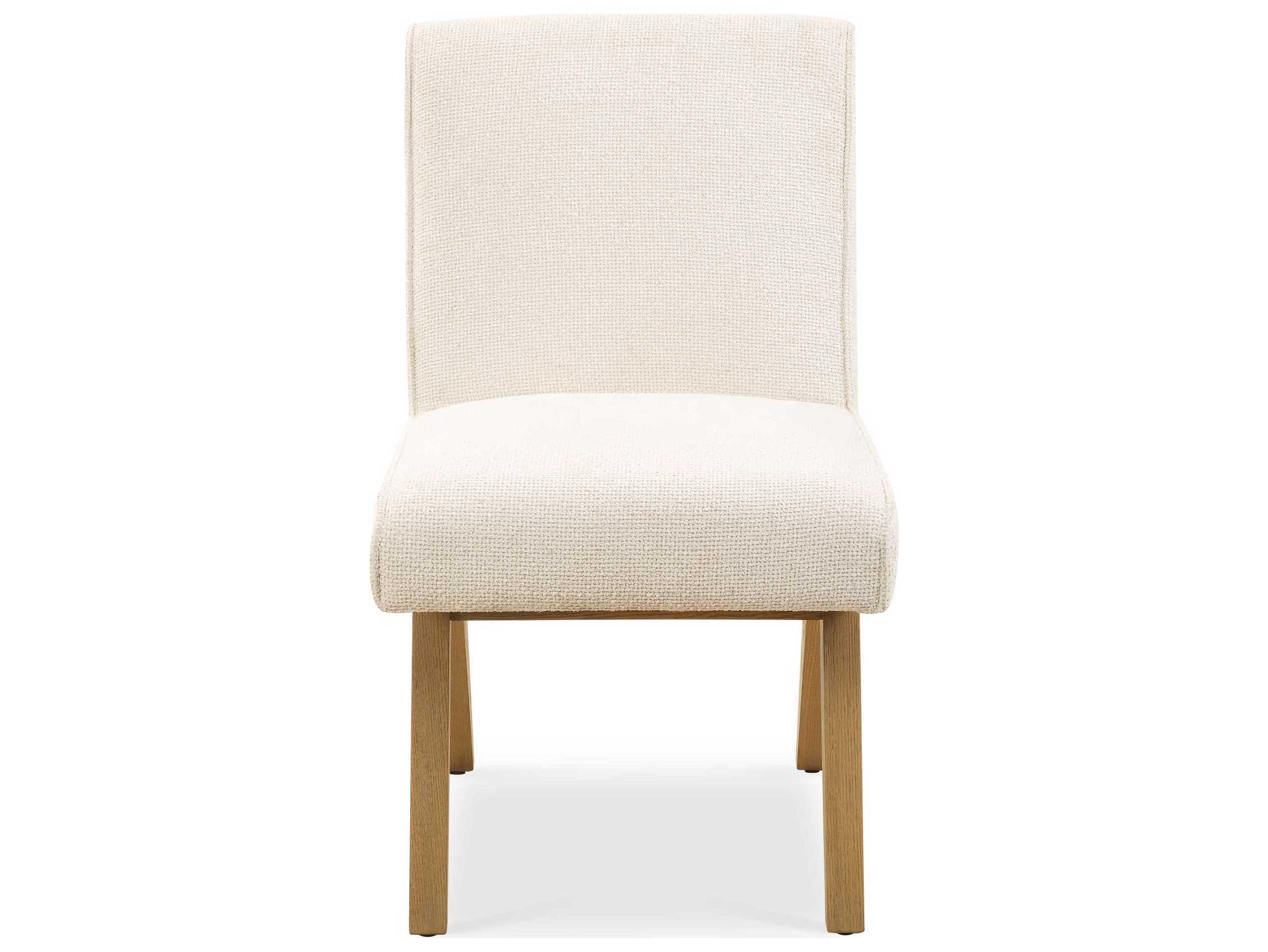 Uttermost Blakely Oak Wood White Upholstered Armless Dining Chair