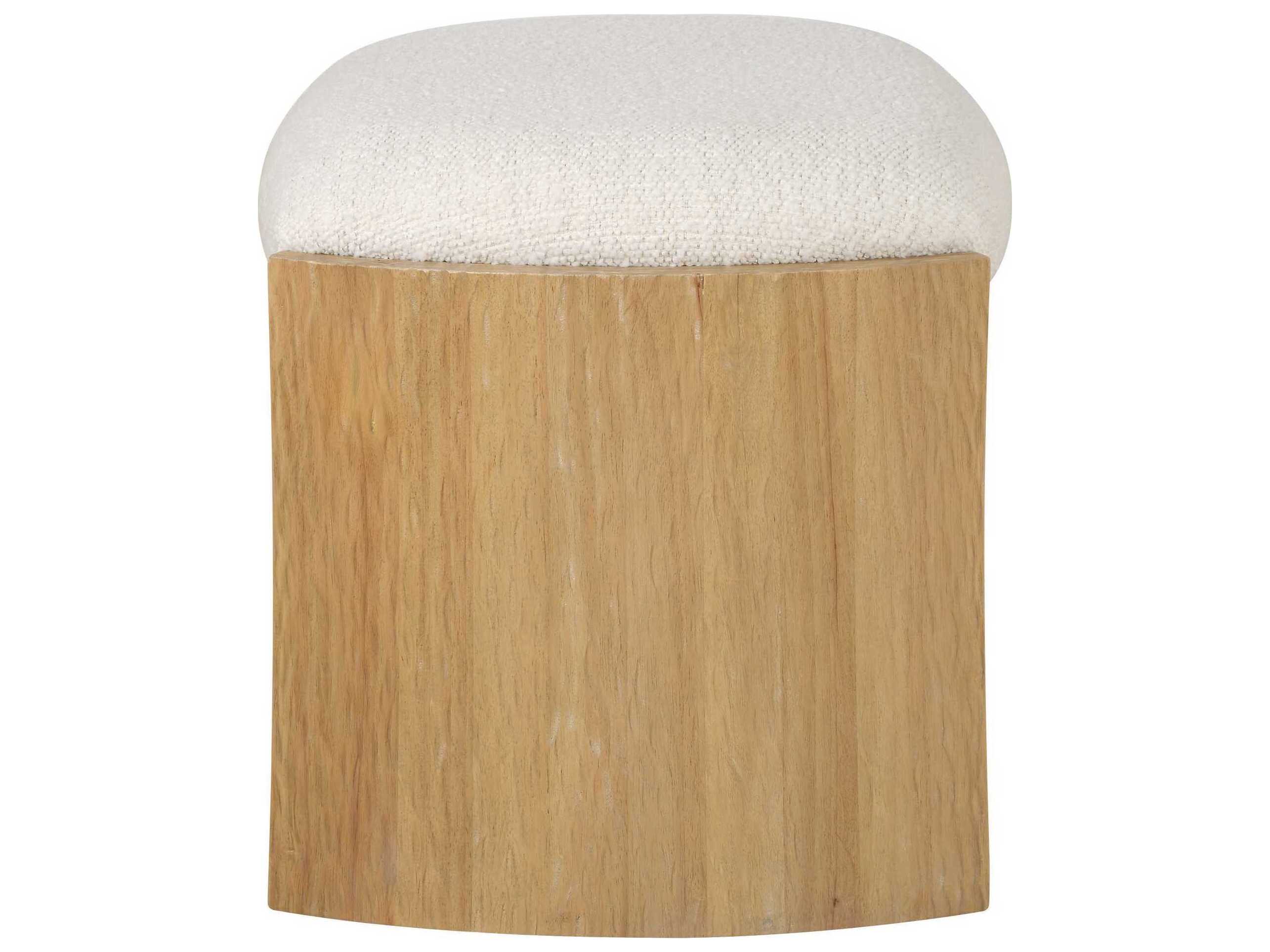Uttermost Port White Natural Brown Upholstered Accent Stool