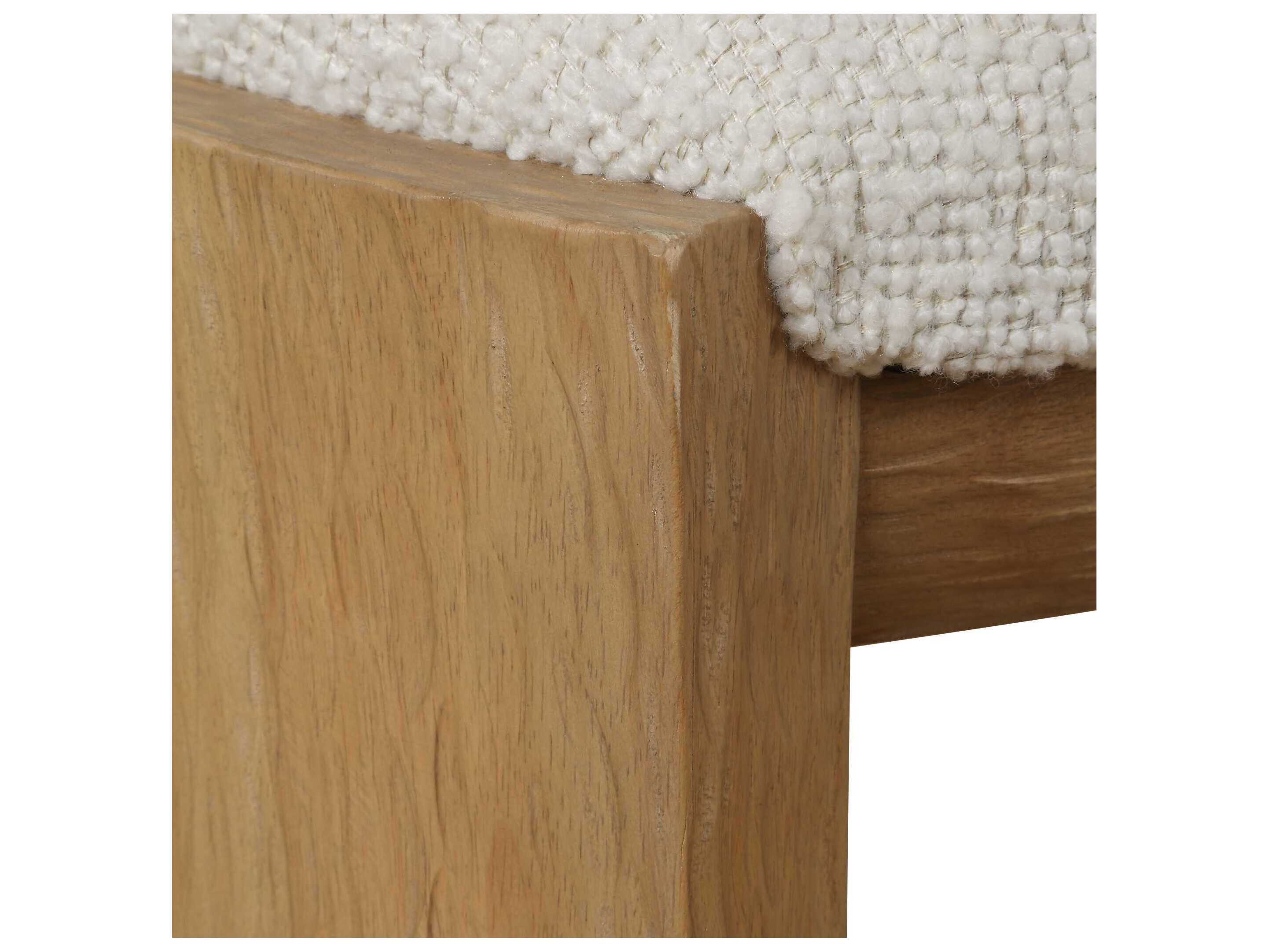 Uttermost Port White Natural Brown Upholstered Accent Stool