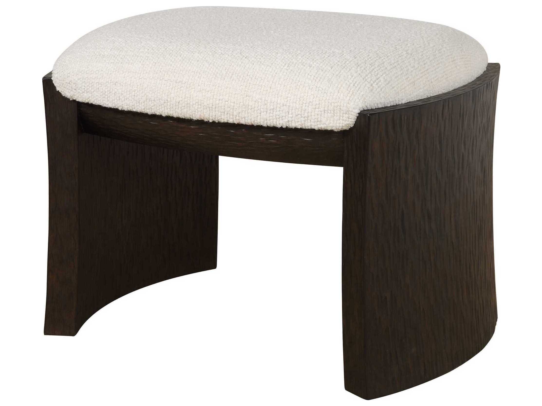 Uttermost Port Dark Walnut White Brown Upholstered Accent Stool