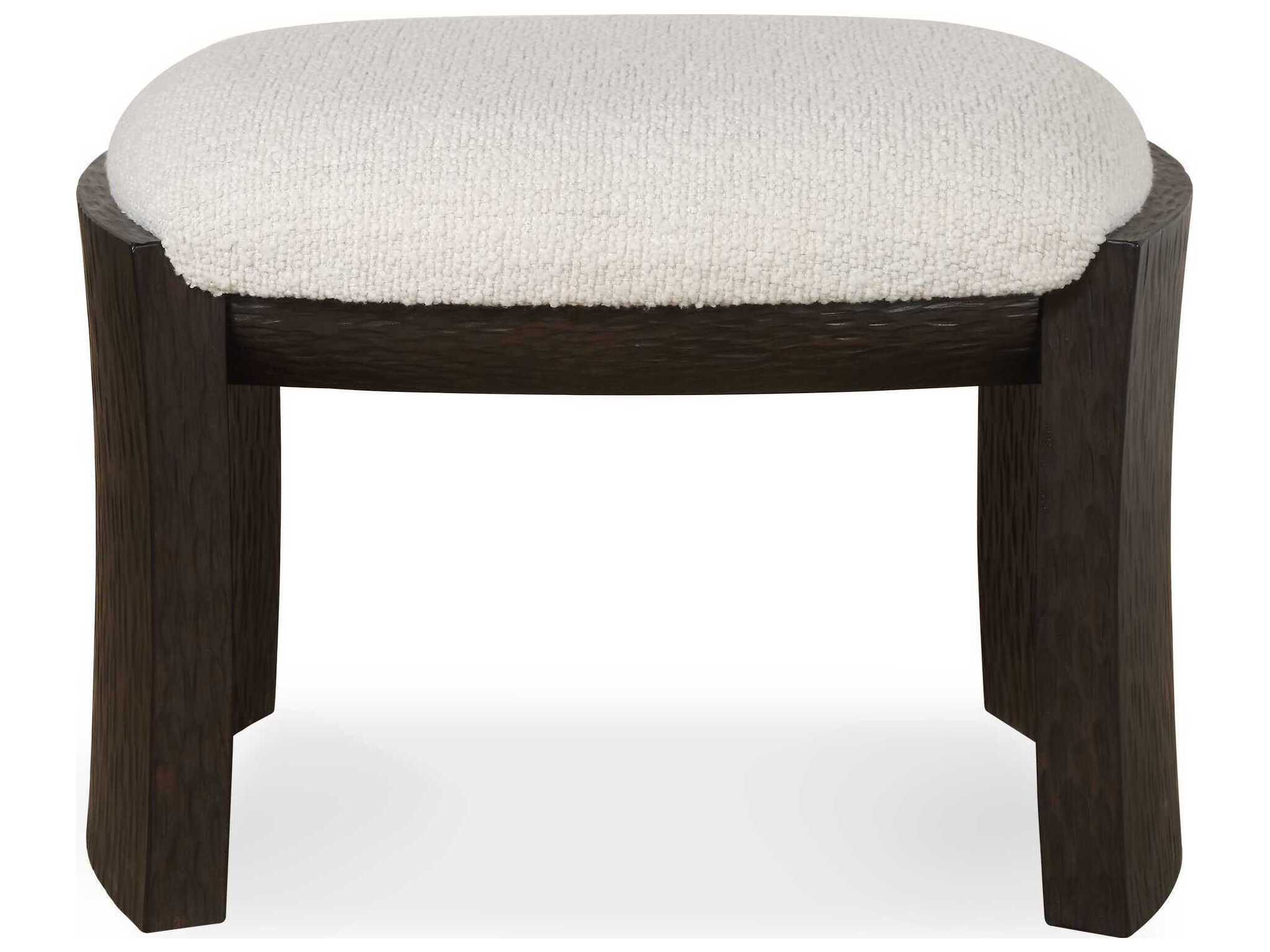 Uttermost Port Dark Walnut White Brown Upholstered Accent Stool
