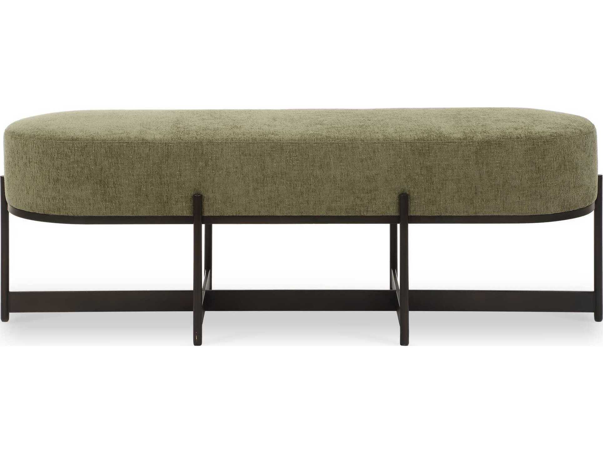 Uttermost Merino Bronze Textured Moss Green Upholstered Accent Bench