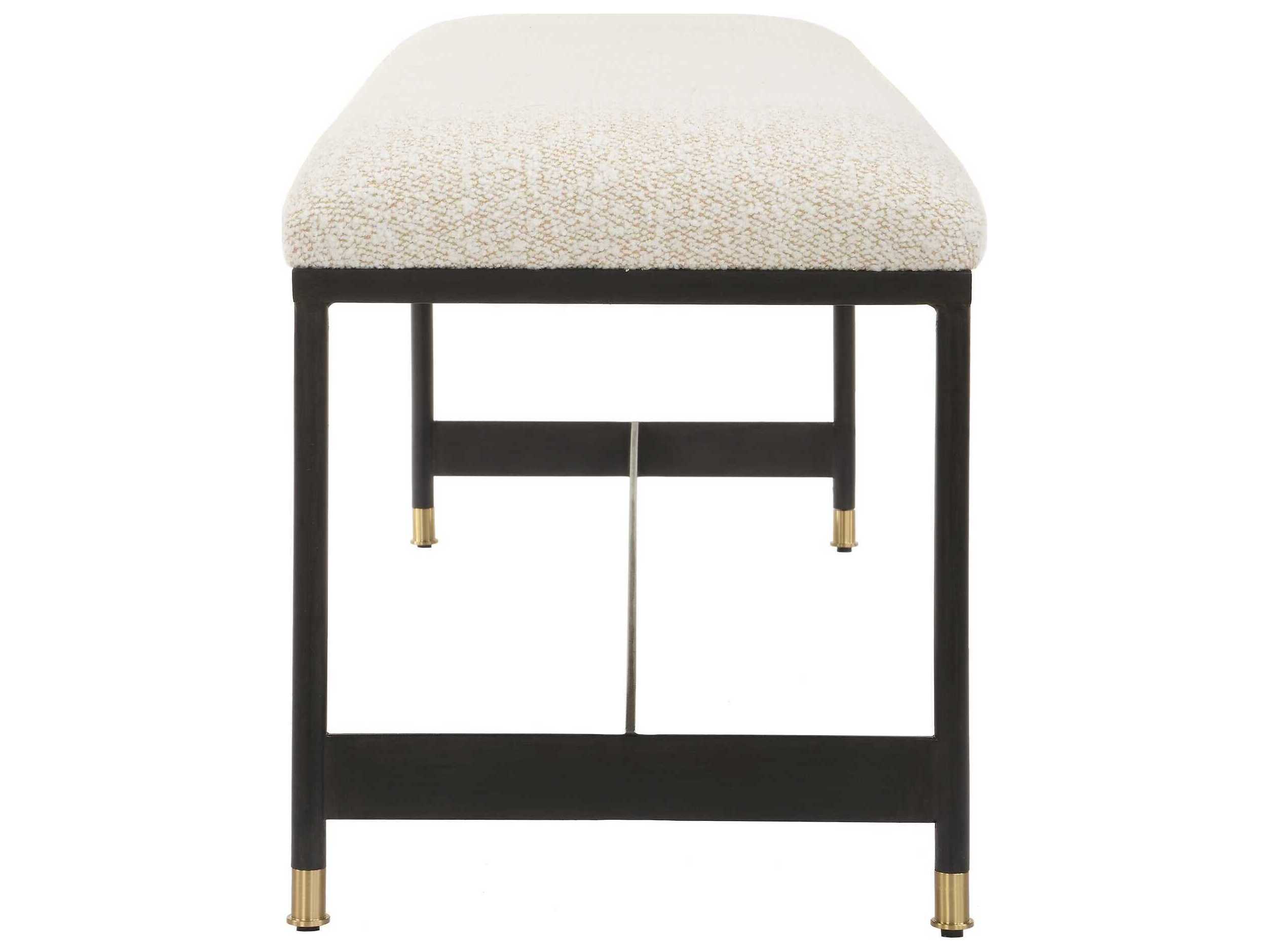 Uttermost Halston Black White Upholstered Accent Bench
