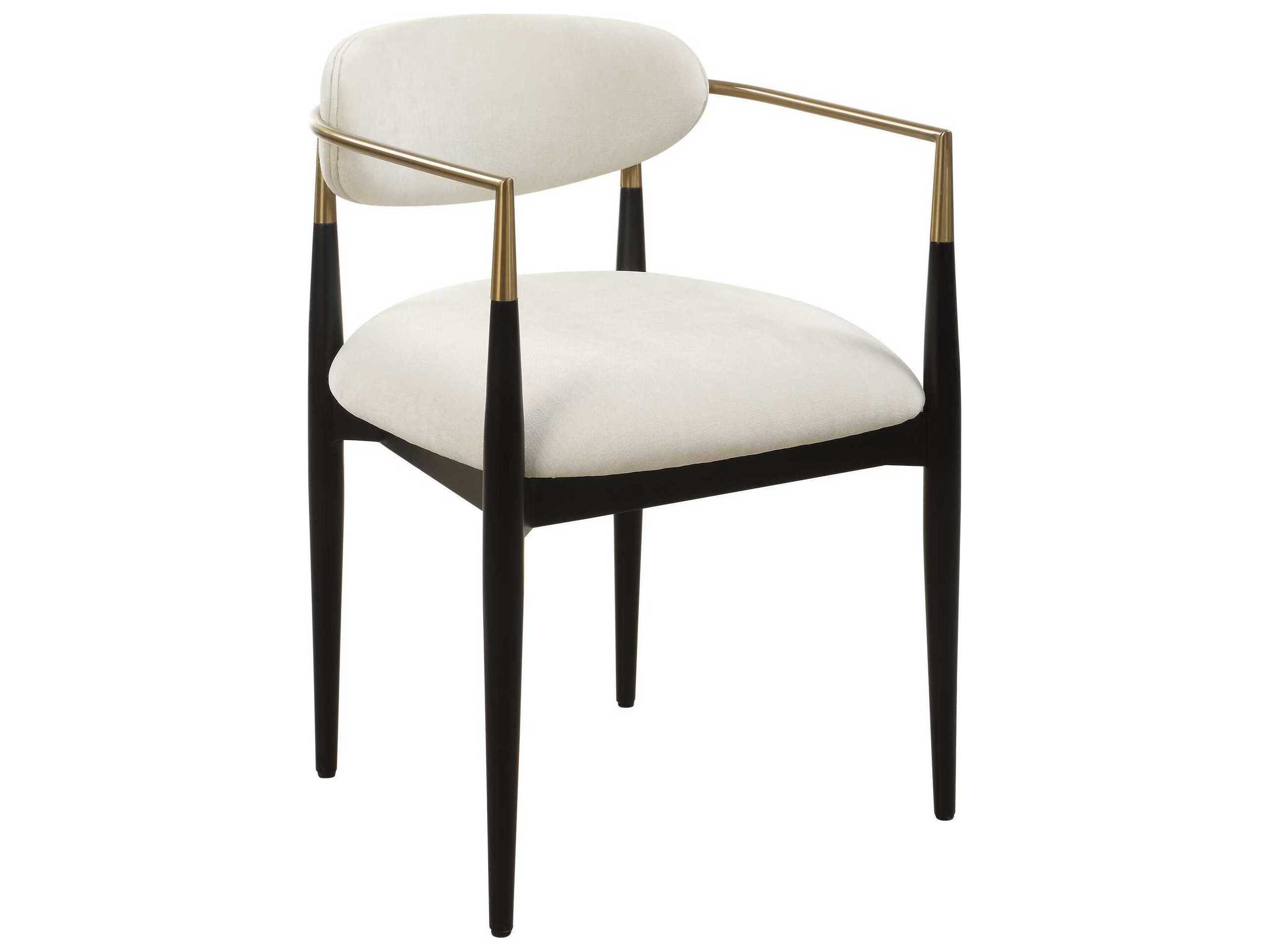 Uttermost Moxie Rubberwood White Upholstered Arm Dining Chair