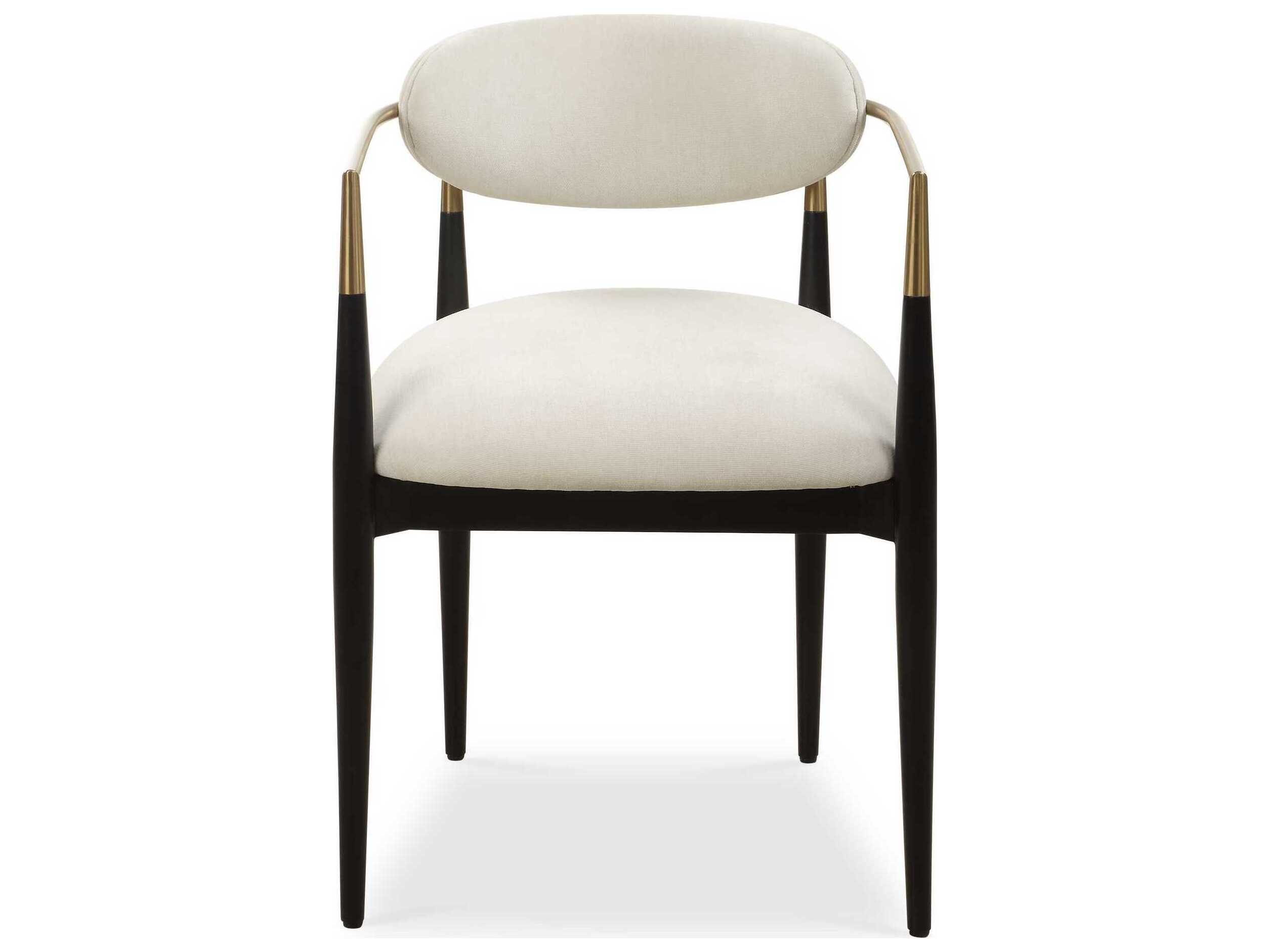 Uttermost Moxie Rubberwood White Upholstered Arm Dining Chair