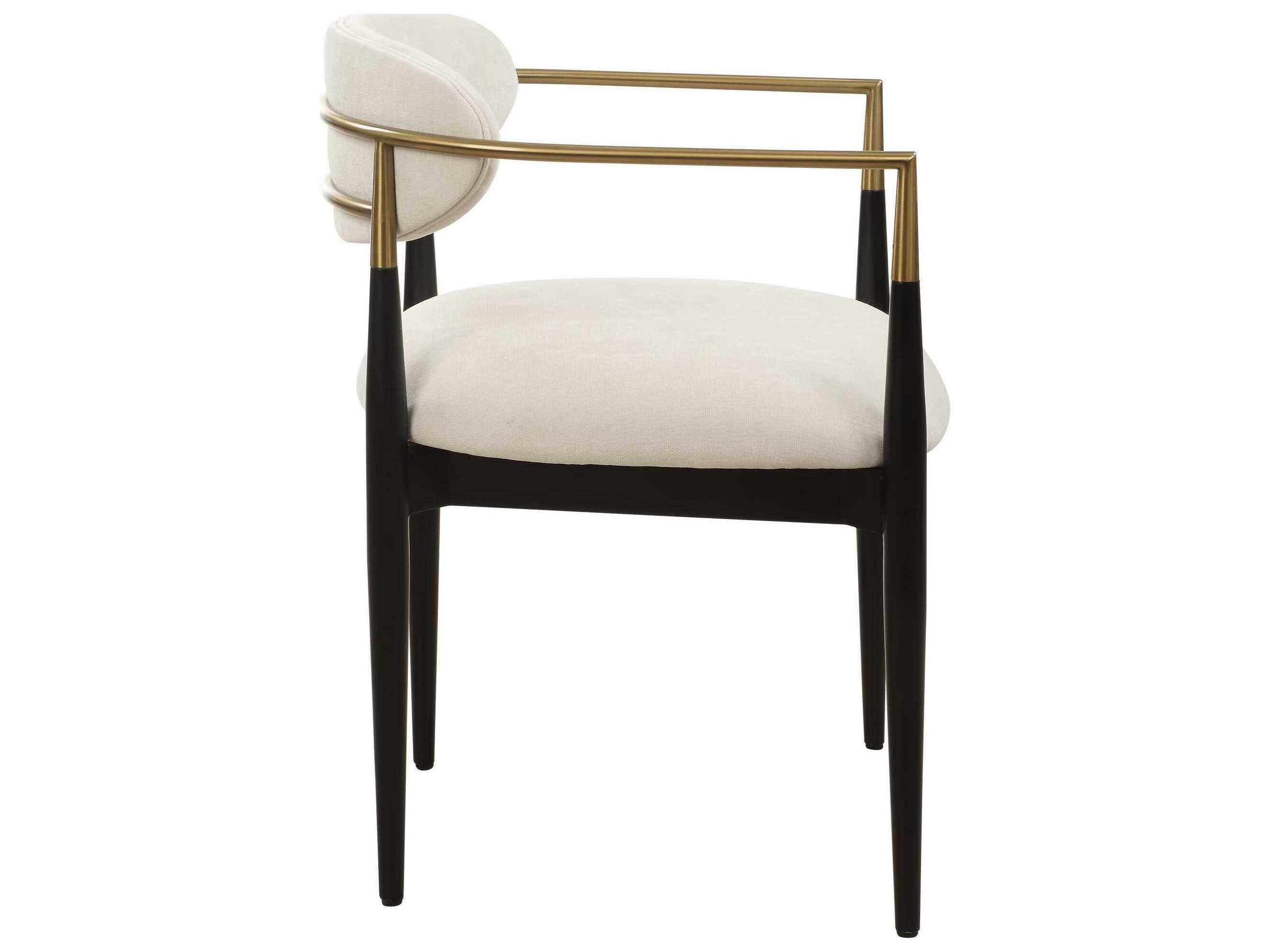 Uttermost Moxie Rubberwood White Upholstered Arm Dining Chair