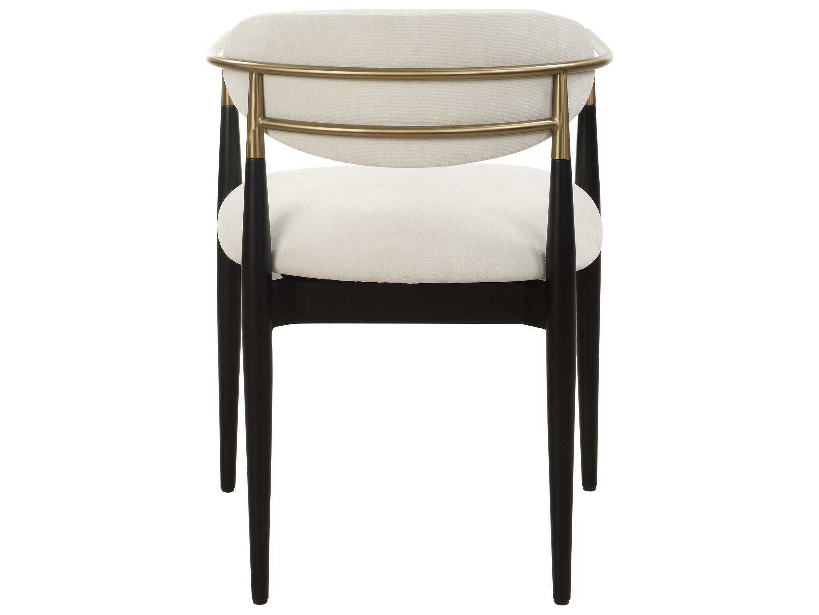 Uttermost Moxie Rubberwood White Upholstered Arm Dining Chair