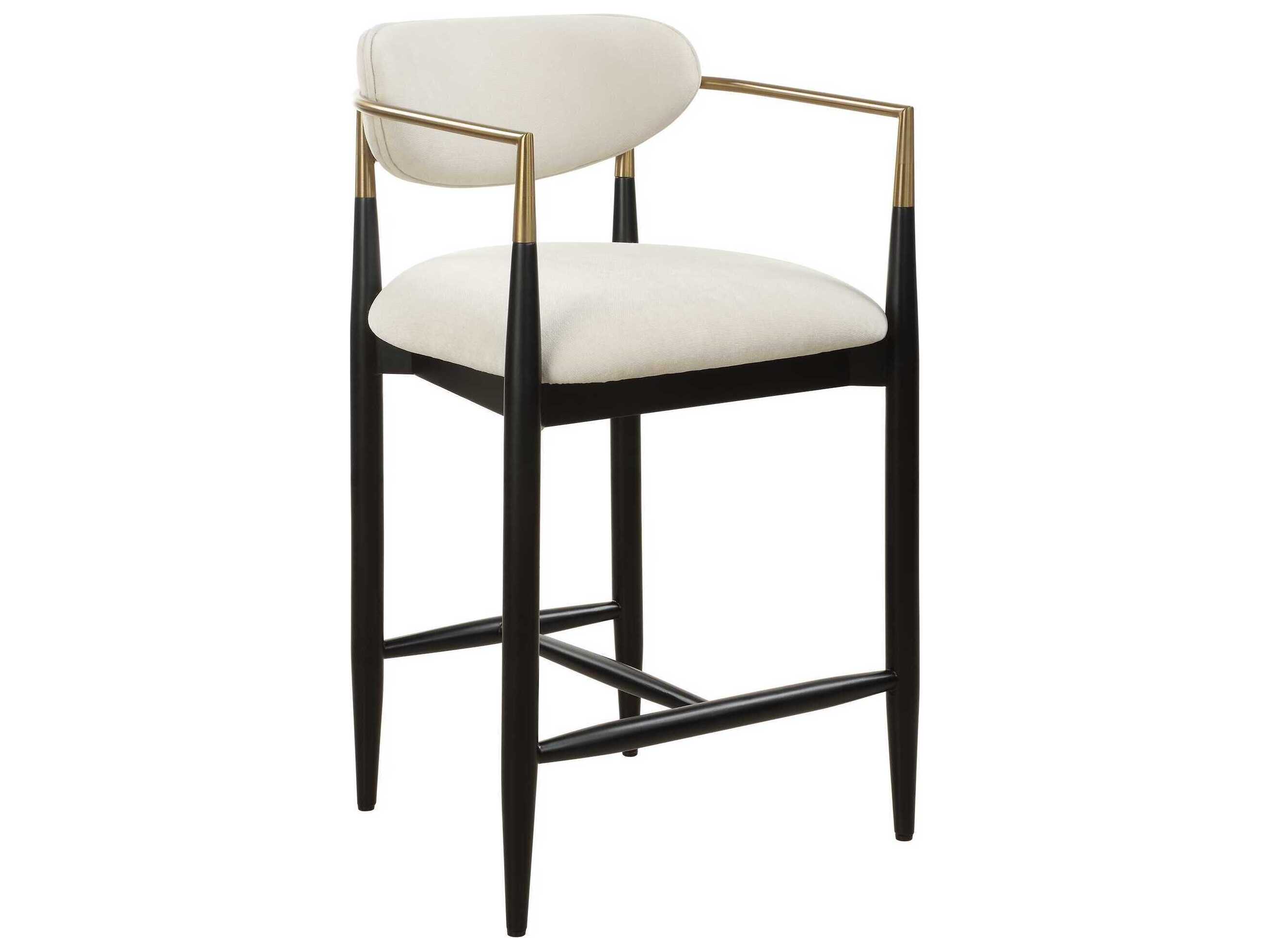 Uttermost Moxie Matte Black Upholstered Rubberwood Counter Stool