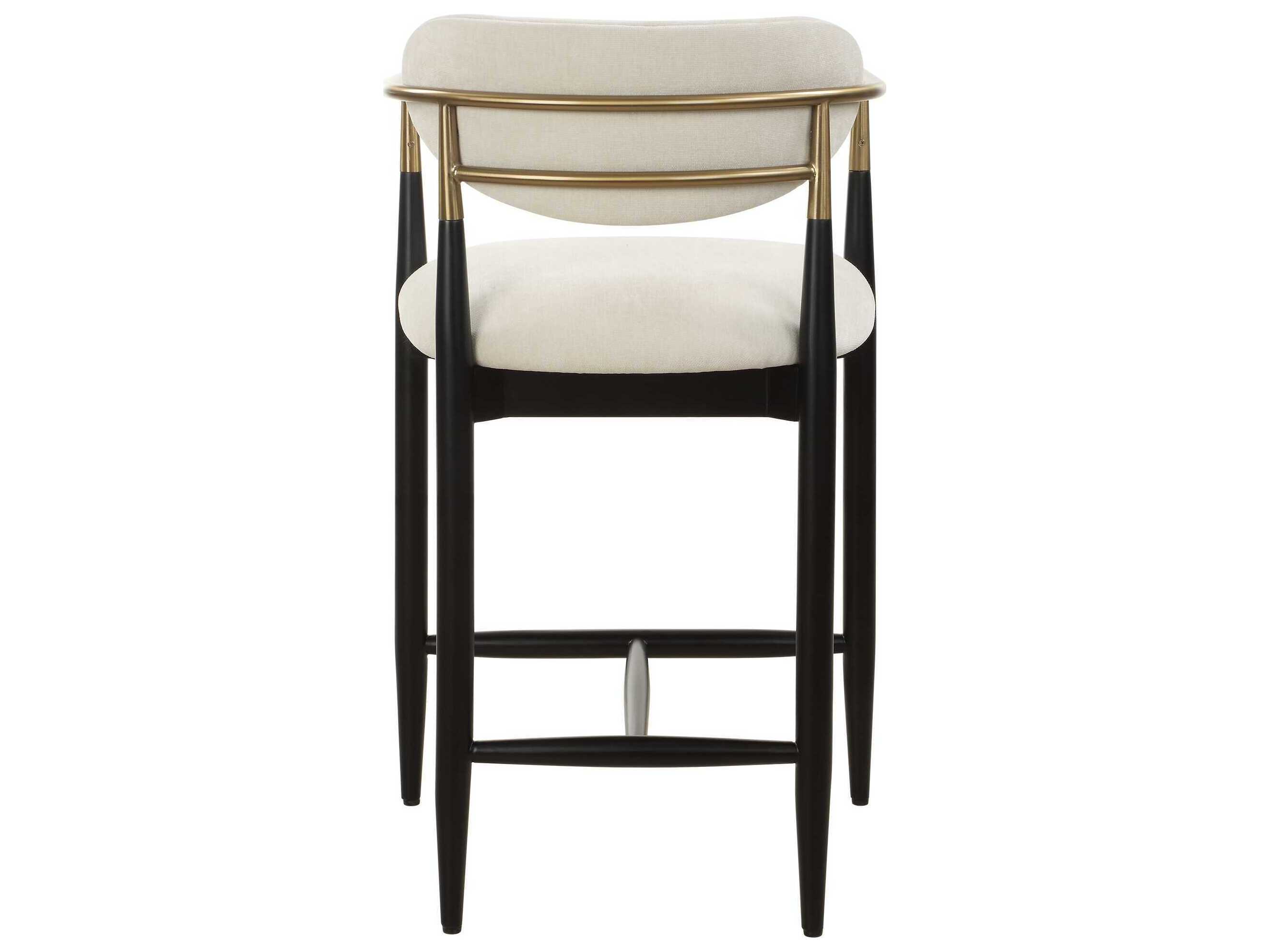 Uttermost Moxie Matte Black Upholstered Rubberwood Counter Stool