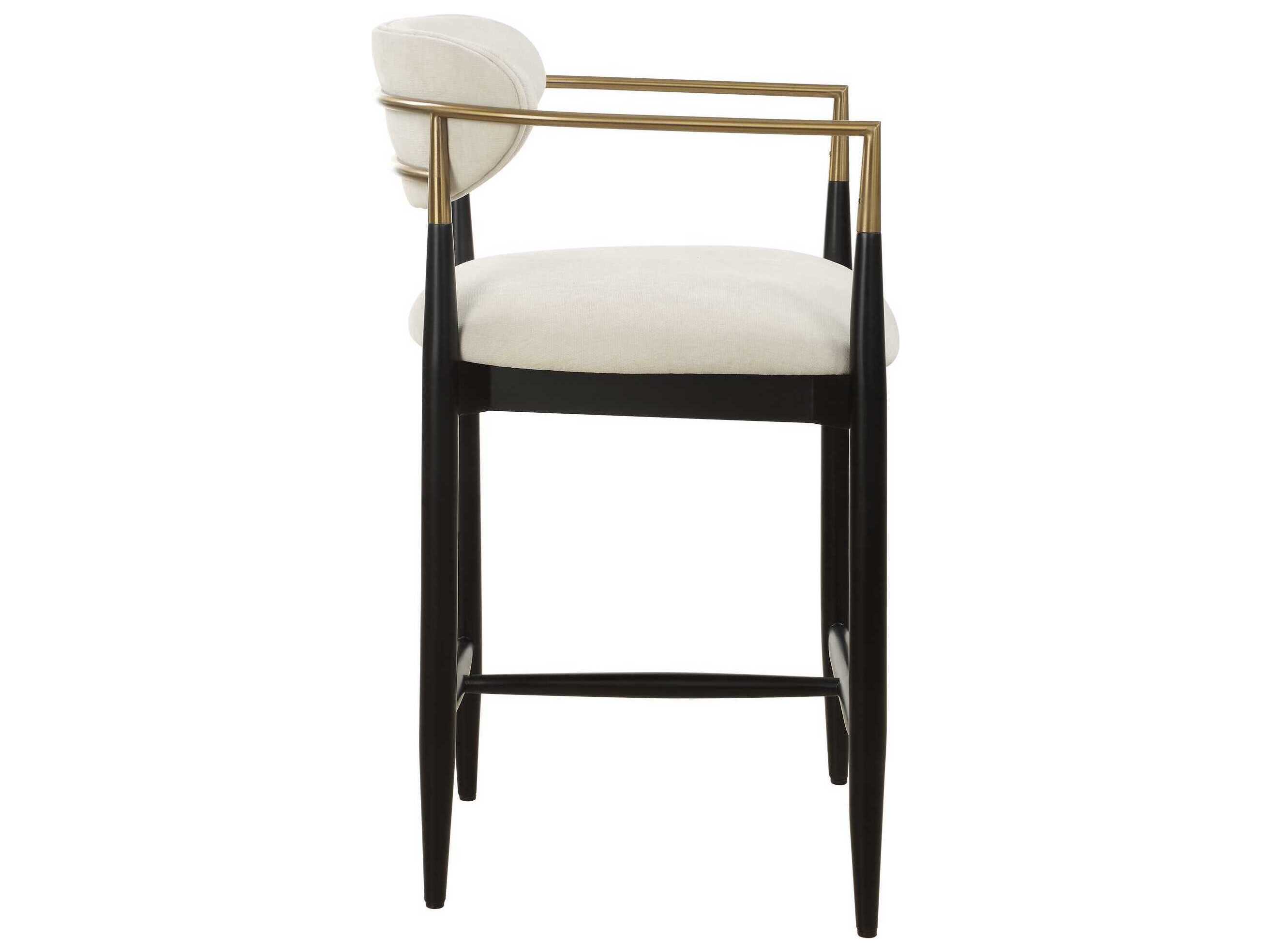 Uttermost Moxie Matte Black Upholstered Rubberwood Counter Stool