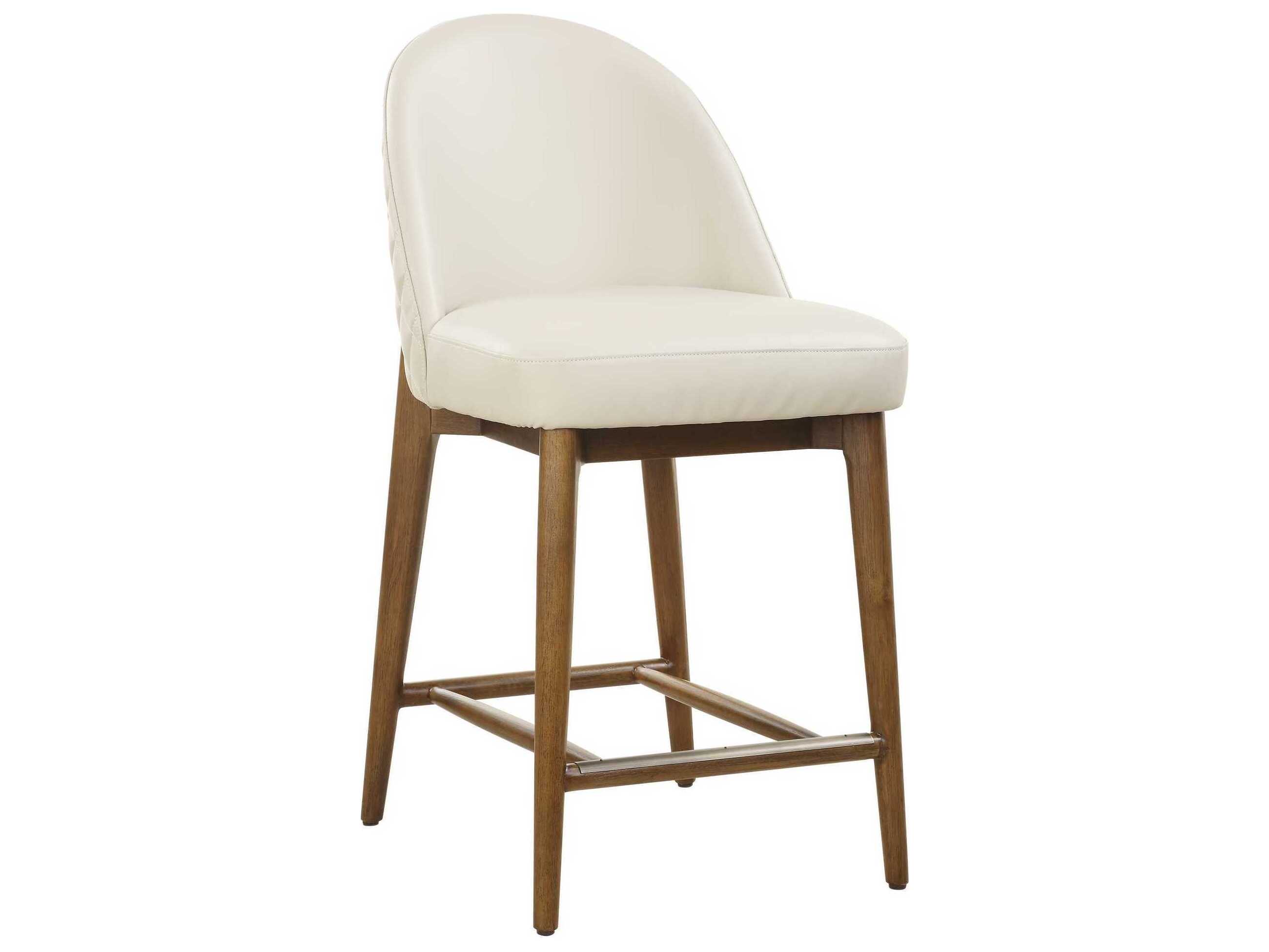 Uttermost Stitches Brown Faux Leather Walnut Wood Counter Stool