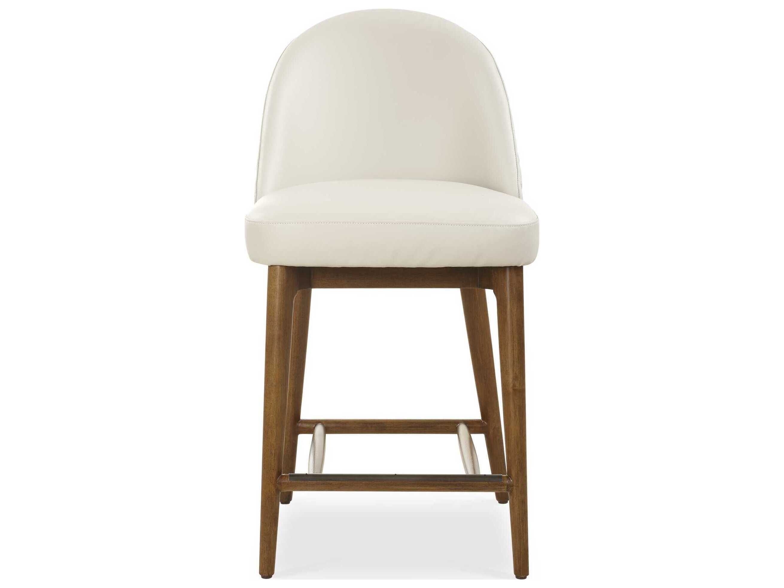 Uttermost Stitches Brown Faux Leather Walnut Wood Counter Stool