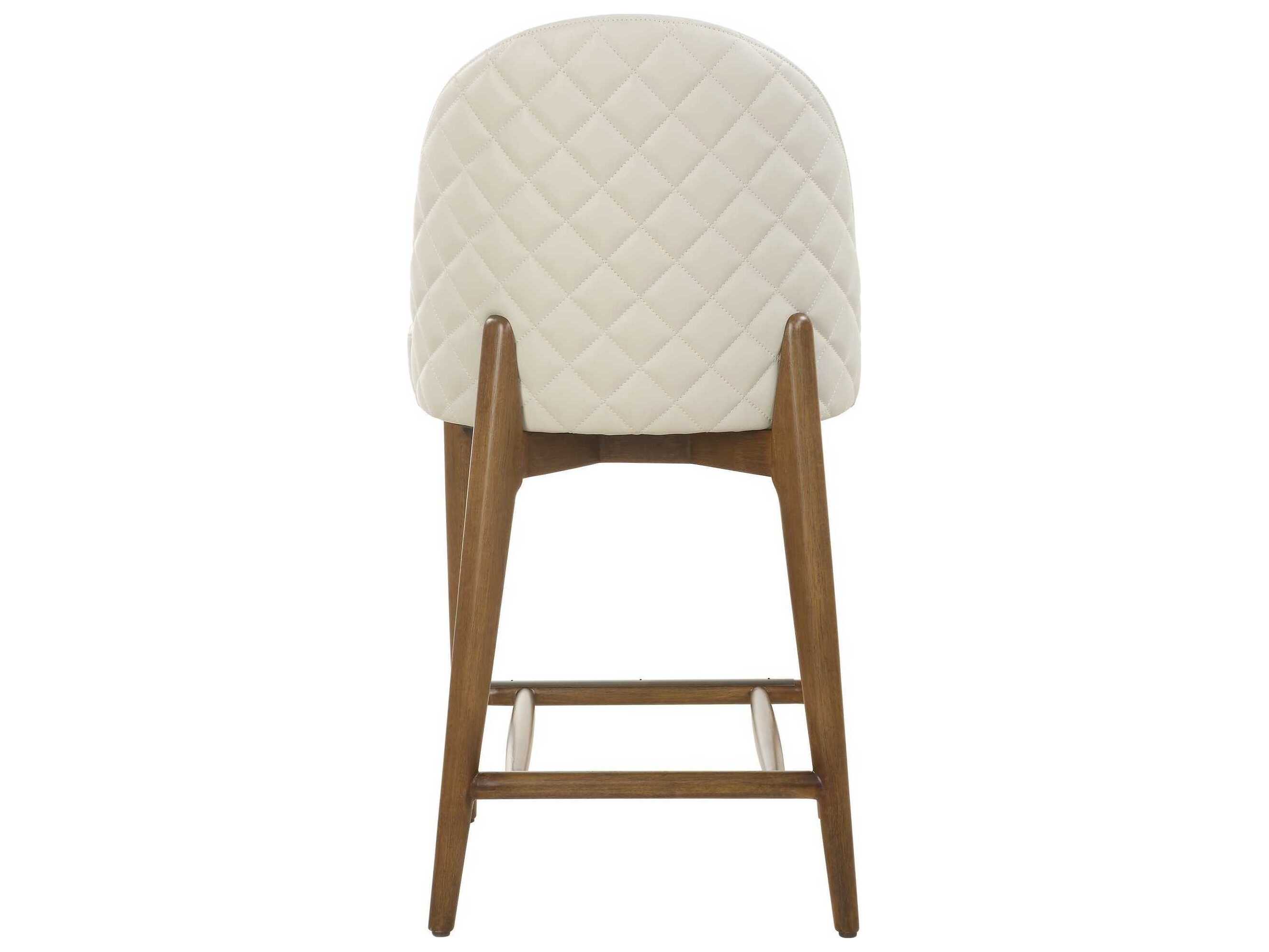 Uttermost Stitches Brown Faux Leather Walnut Wood Counter Stool