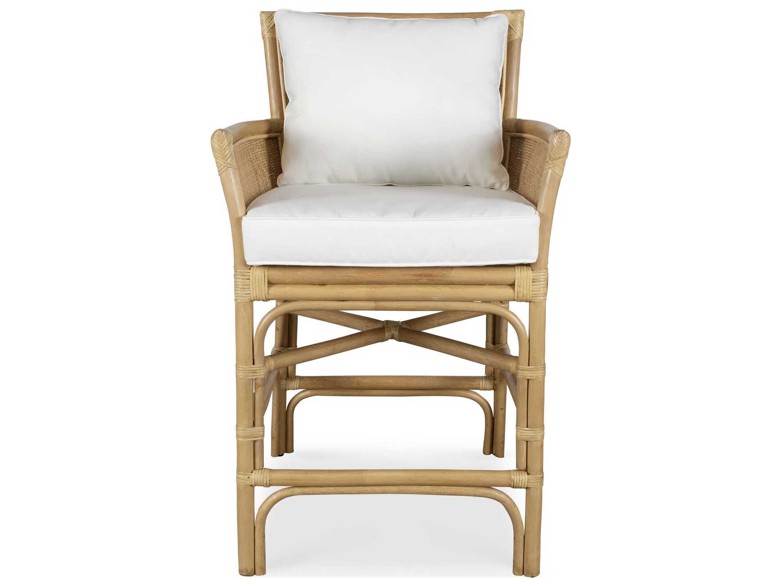 Uttermost Pacific Natural White Upholstered Rattan Counter Stool