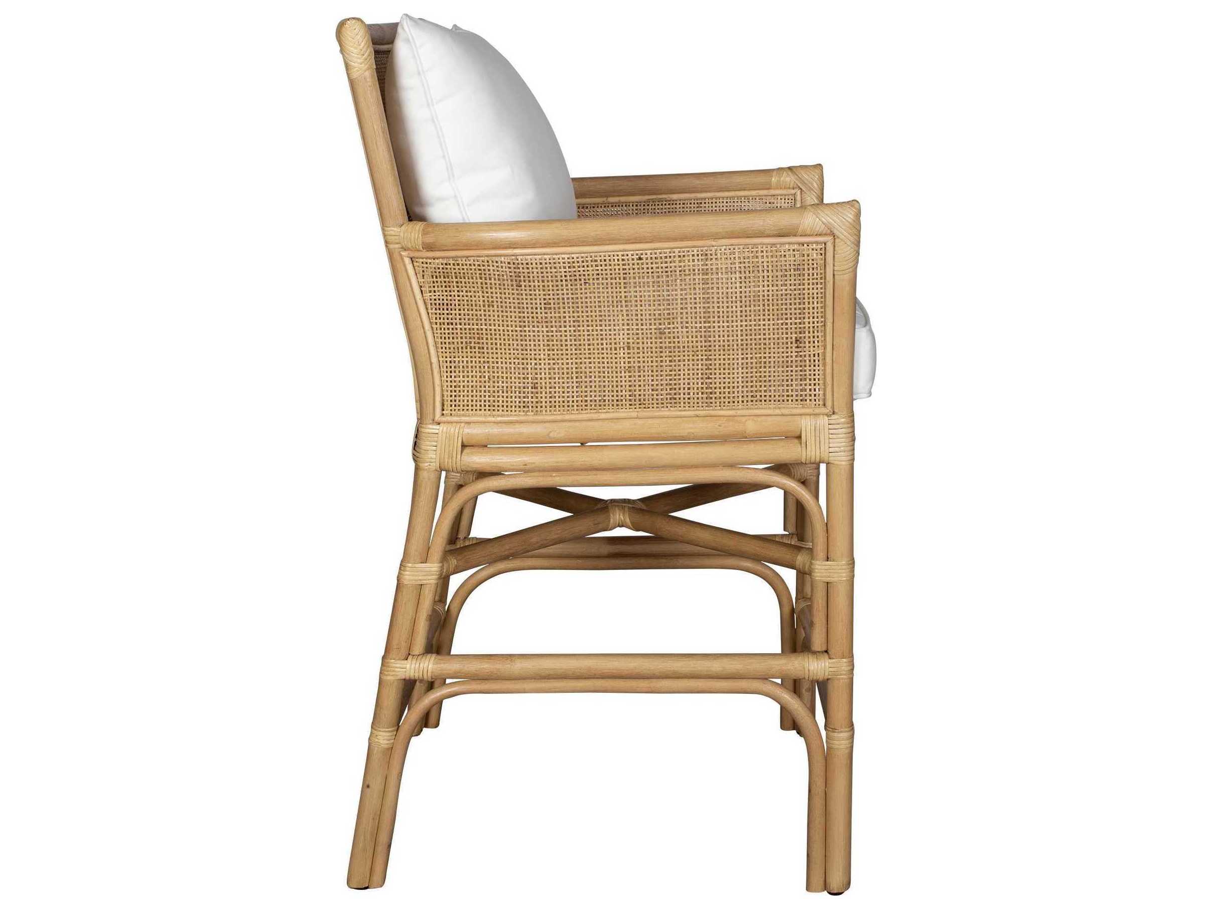 Uttermost Pacific Natural White Upholstered Rattan Counter Stool