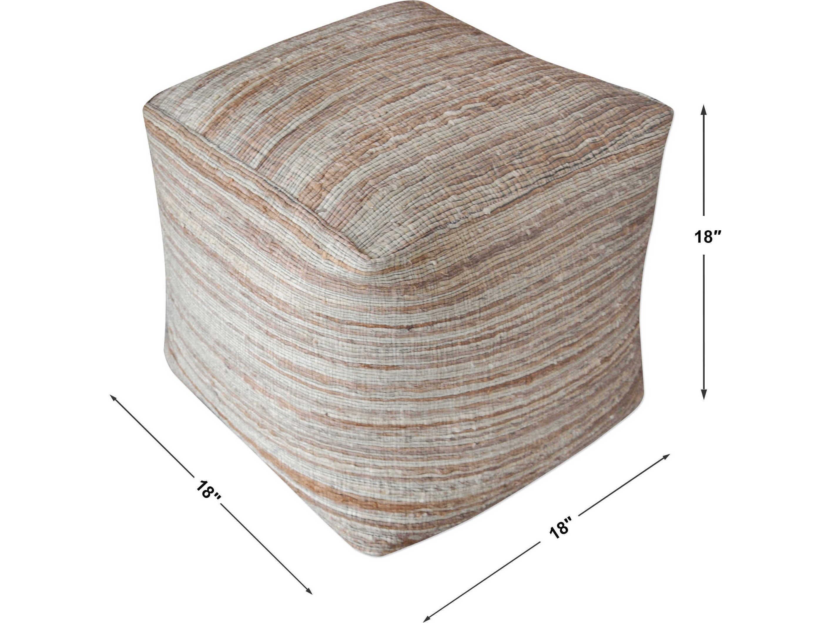 Uttermost Shiro Beige Upholstered Pouf