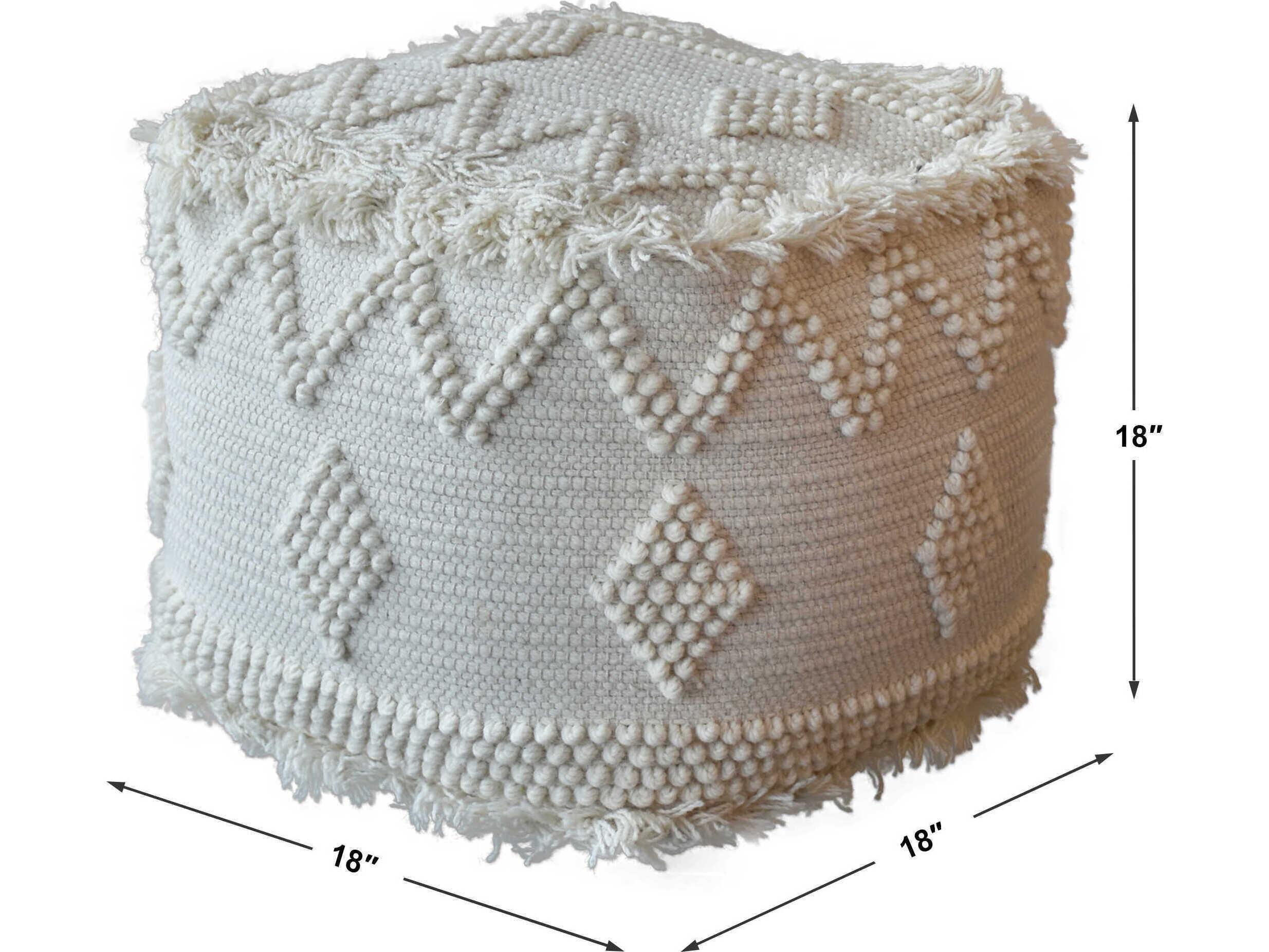Uttermost Uriah Ivory White Upholstered Pouf