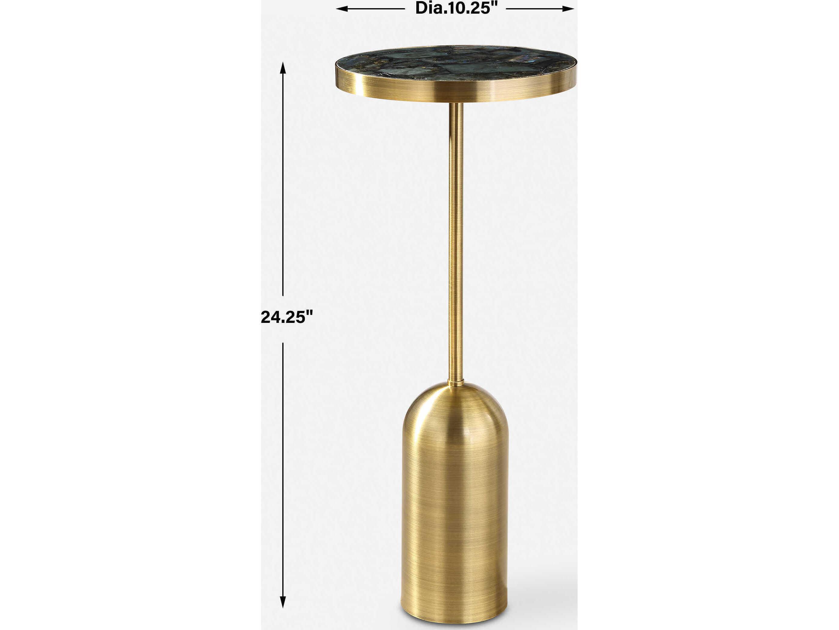 Uttermost Pascal Round Marble Brushed Brass End Table