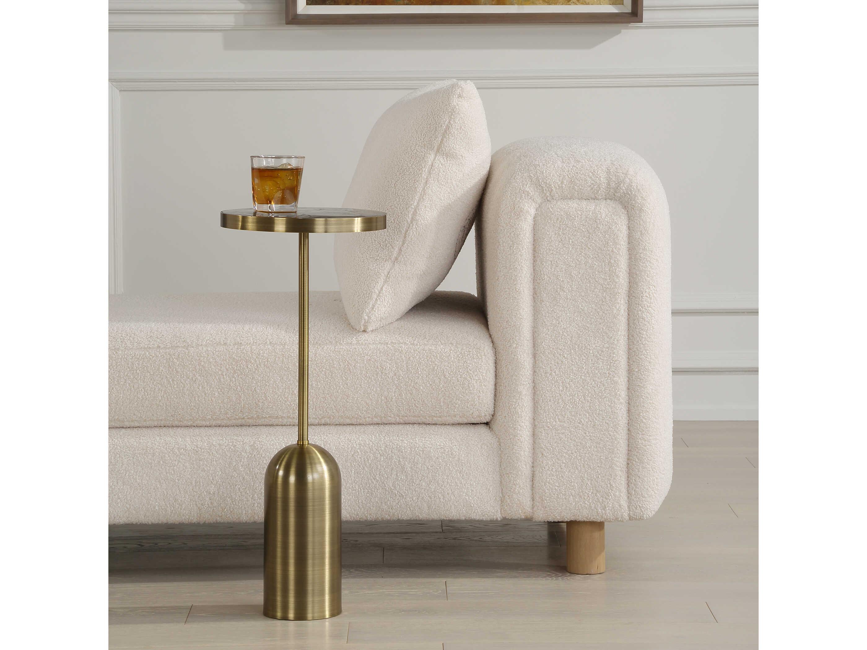 Uttermost Pascal Round Marble Brushed Brass End Table