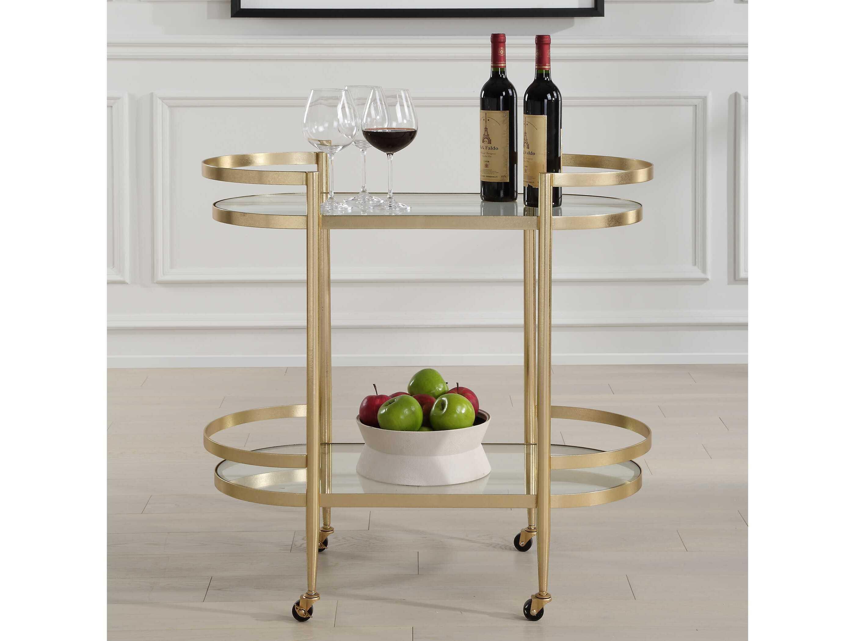 Uttermost Isabelle Glass Soft Gold Bar Cart