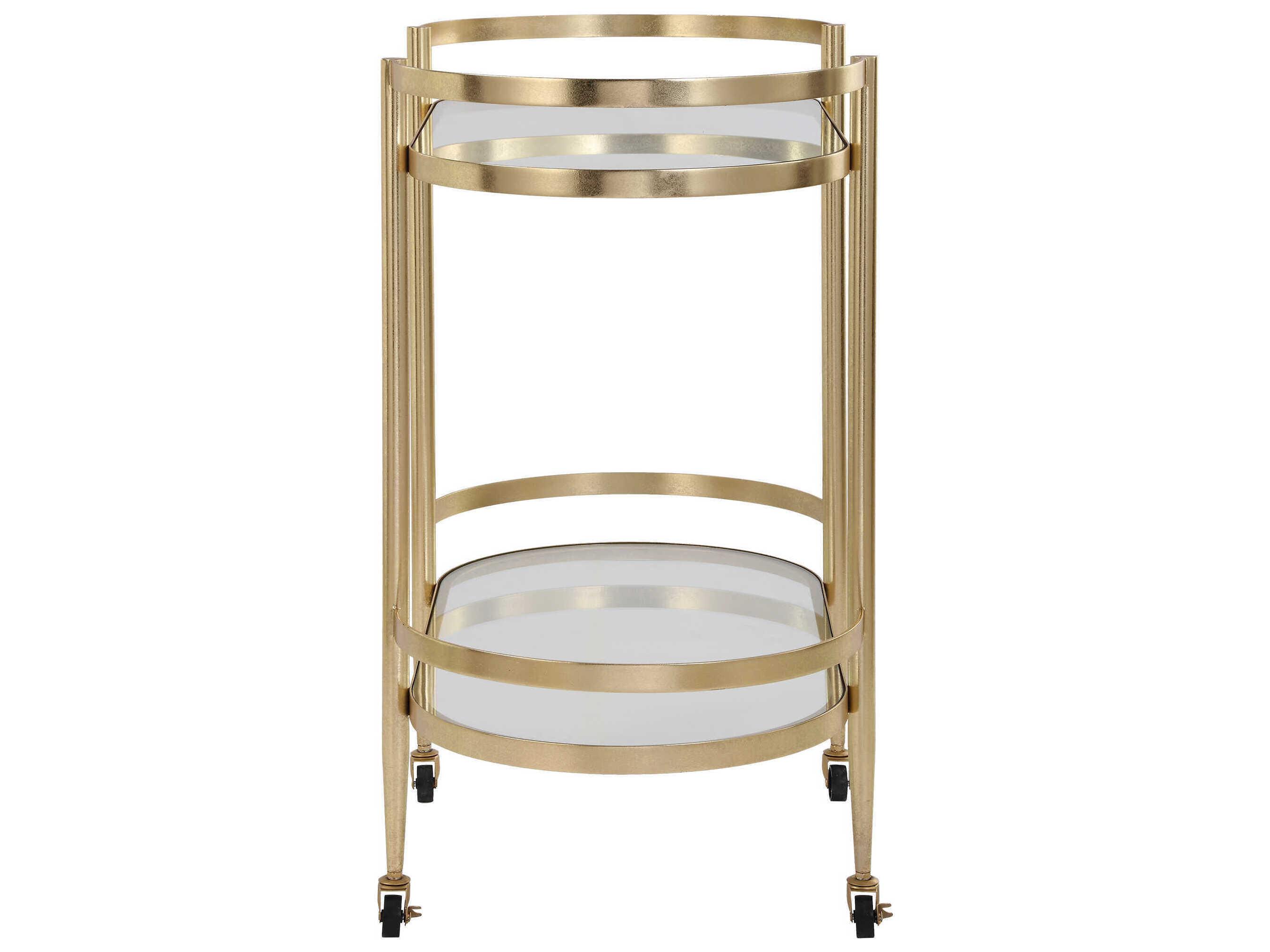 Uttermost Isabelle Glass Soft Gold Bar Cart