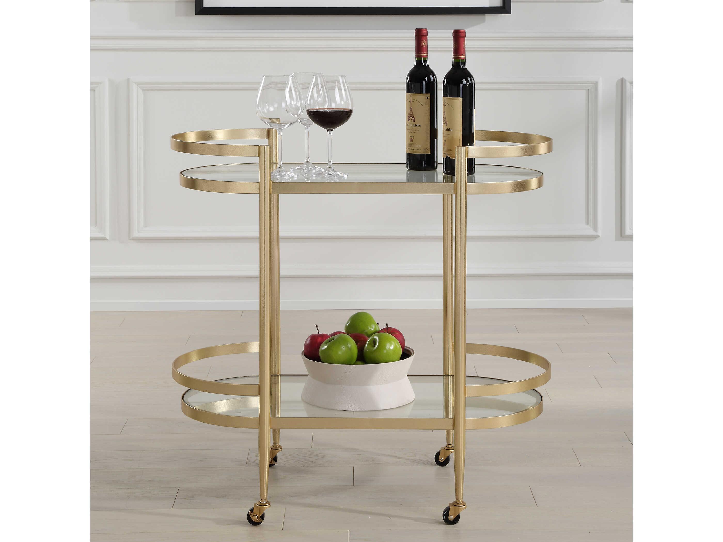 Uttermost Isabelle Glass Soft Gold Bar Cart