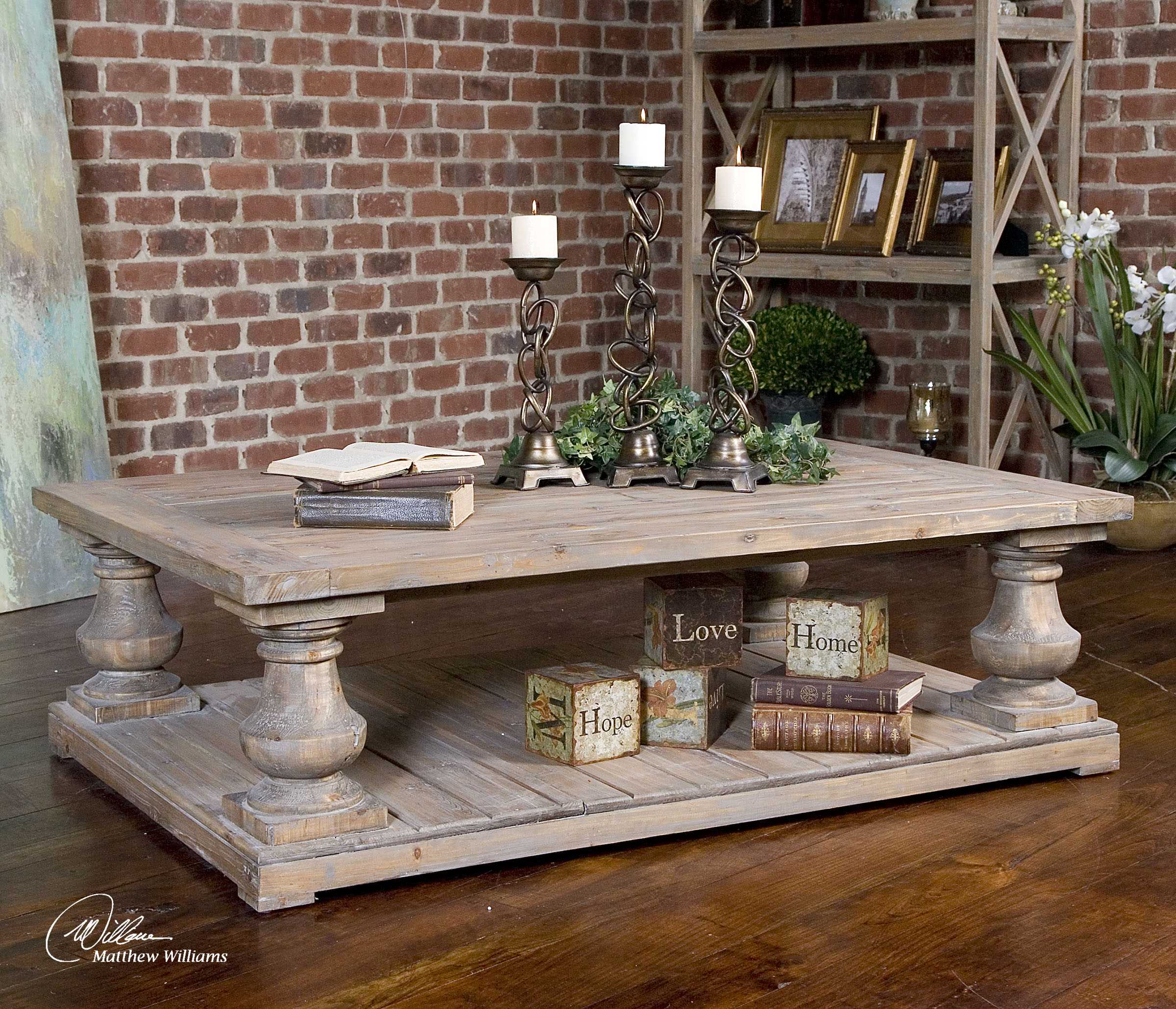 Uttermost Stratford Rectangular Wood Stony Gray Coffee Table