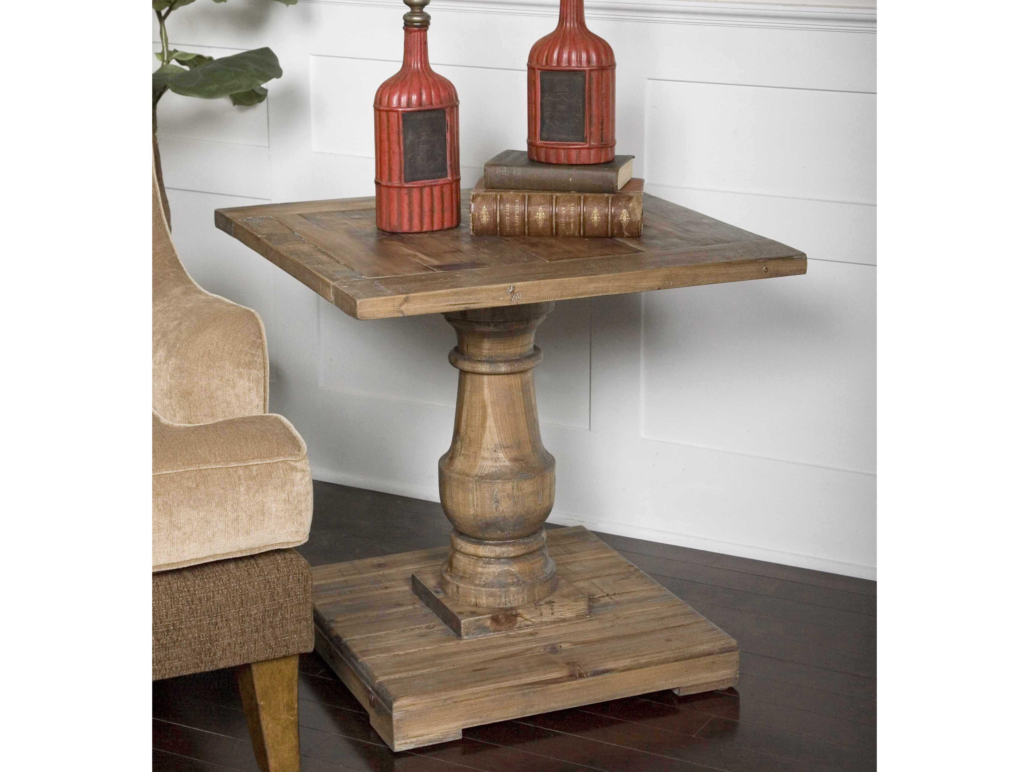 Uttermost Stratford Square Wood Stony Gray End Table