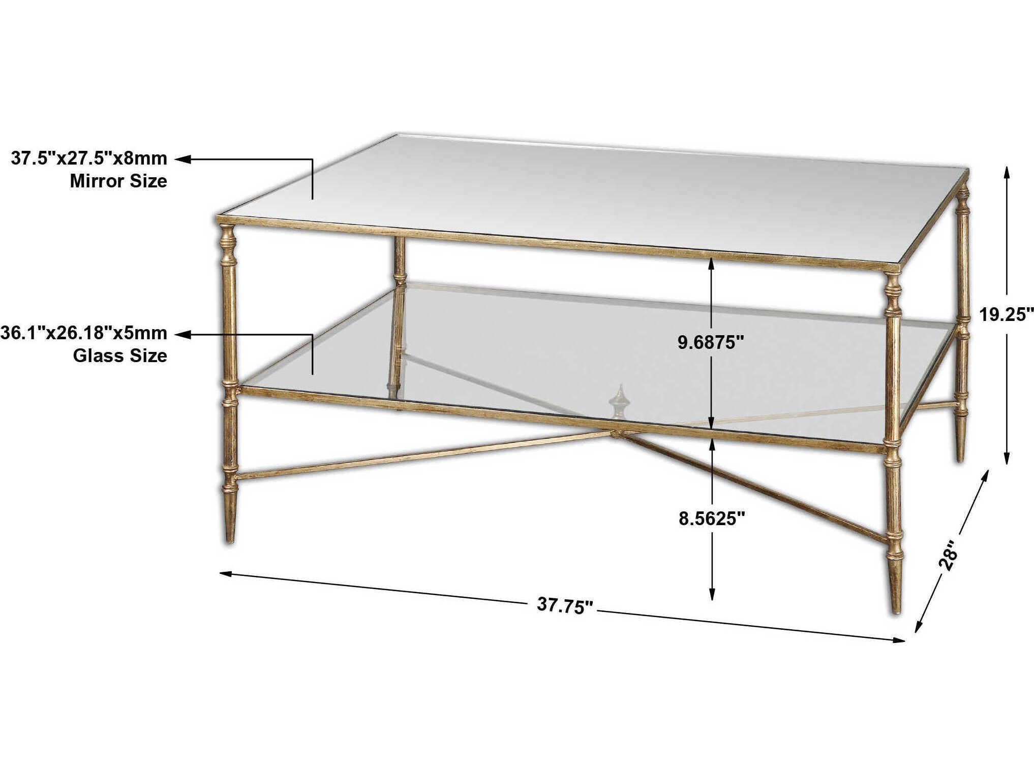 Uttermost Henzler Rectangular Glass Gold Leaf Coffee Table