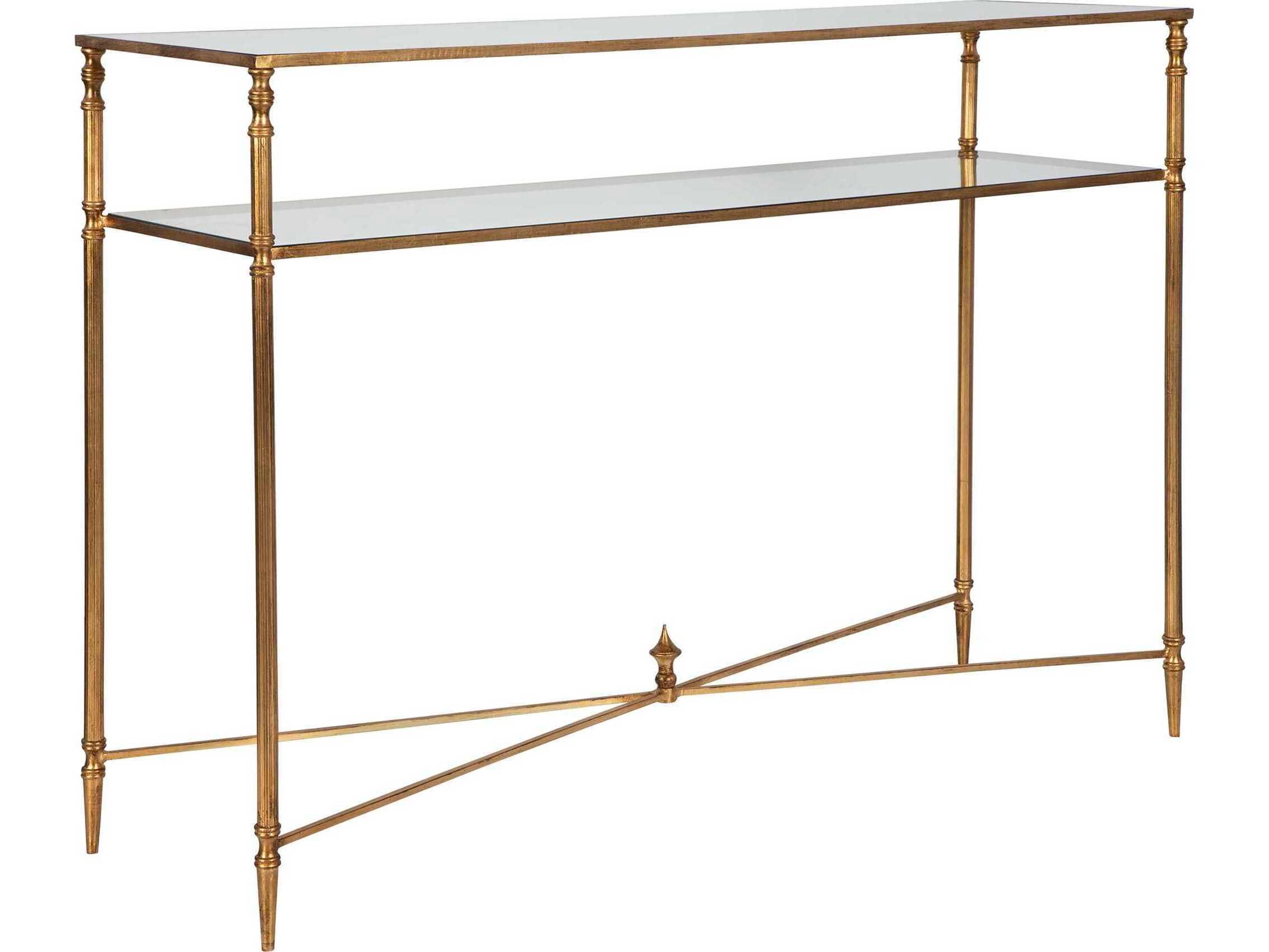 Uttermost Henzler Mirrored Glass Rectangular Antiqued Gold Leaf Console Table