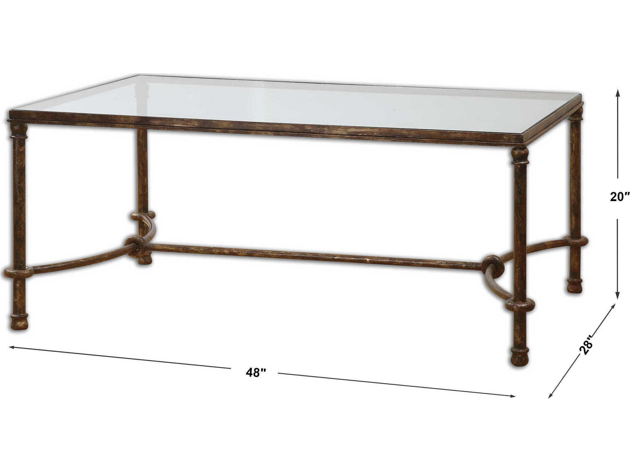 Uttermost Warring Rectangular Glass Rustic Bronze Patina Coffee Table