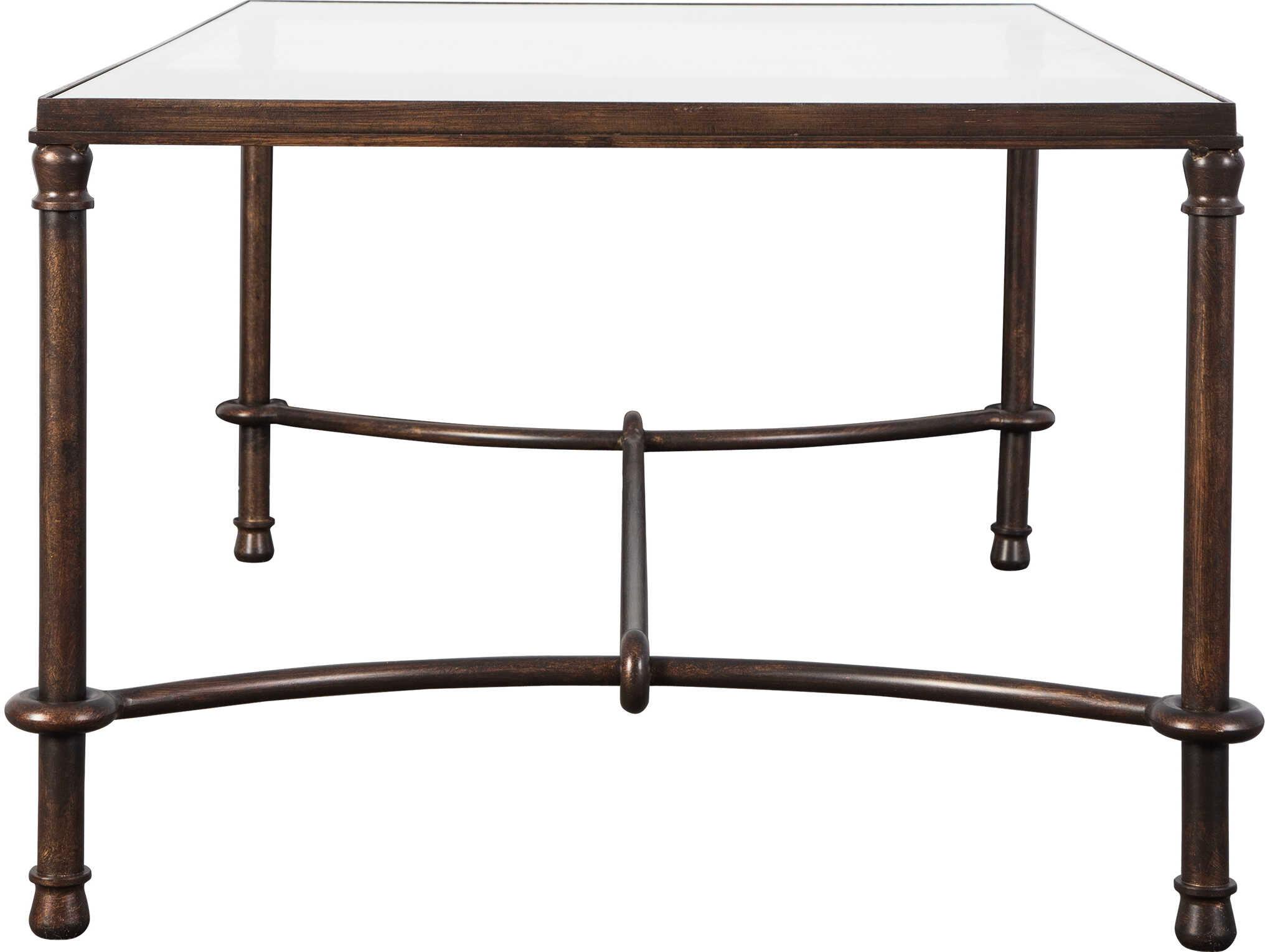 Uttermost Warring Rectangular Glass Rustic Bronze Patina Coffee Table