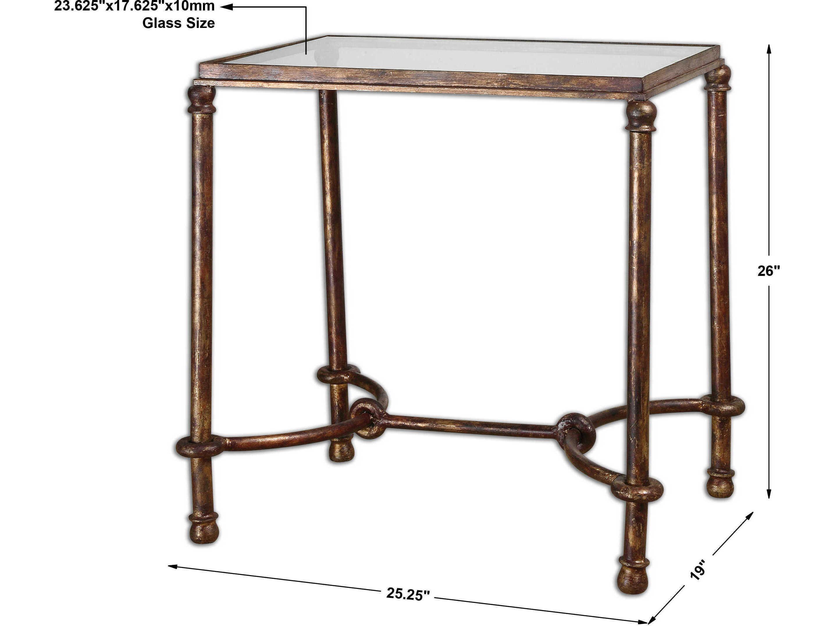 Uttermost Warring Rectangular Glass Rustic Bronze Patina End Table