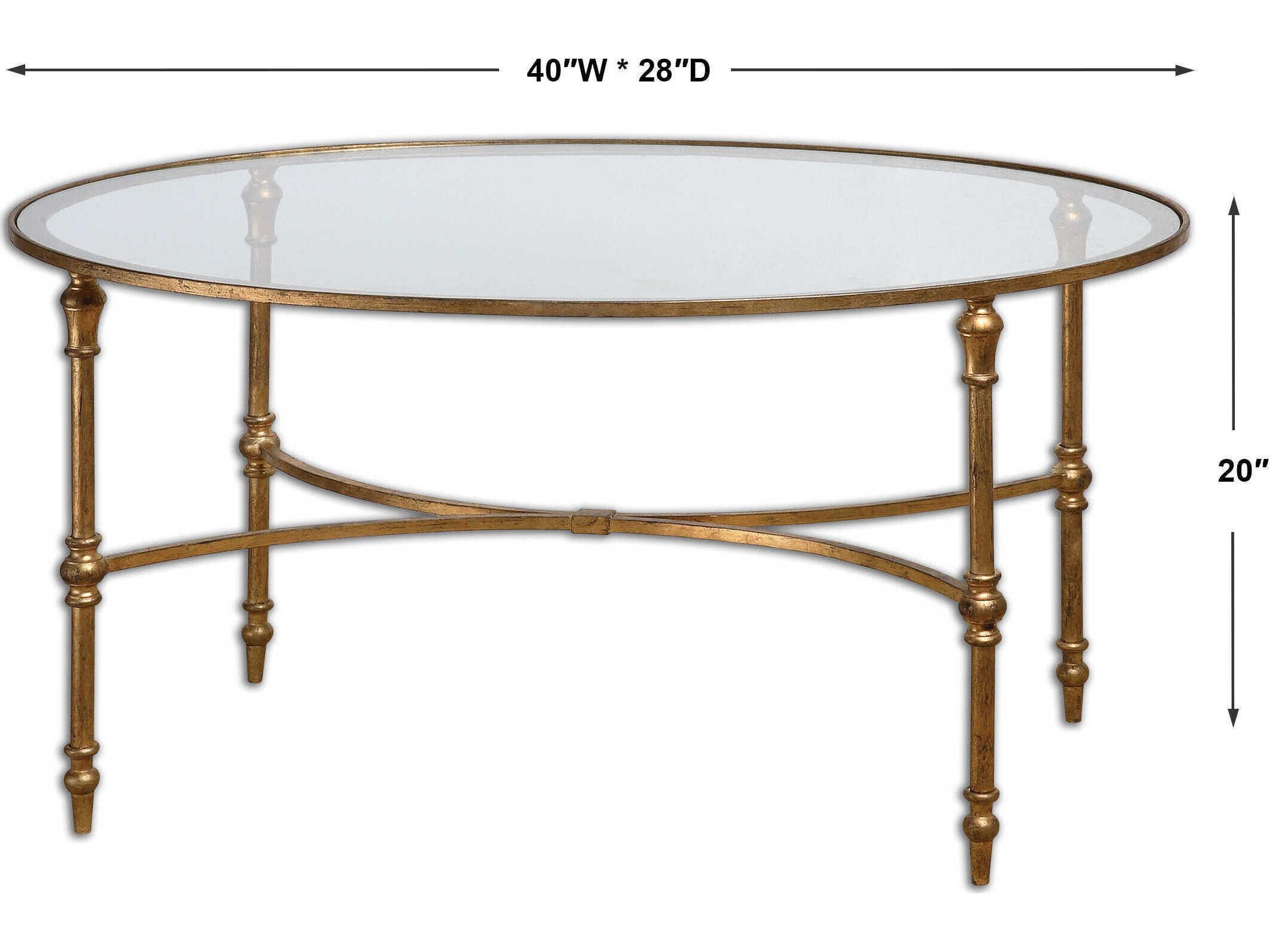Uttermost Vitya Oval Glass Antique Gold Leaf Coffee Table