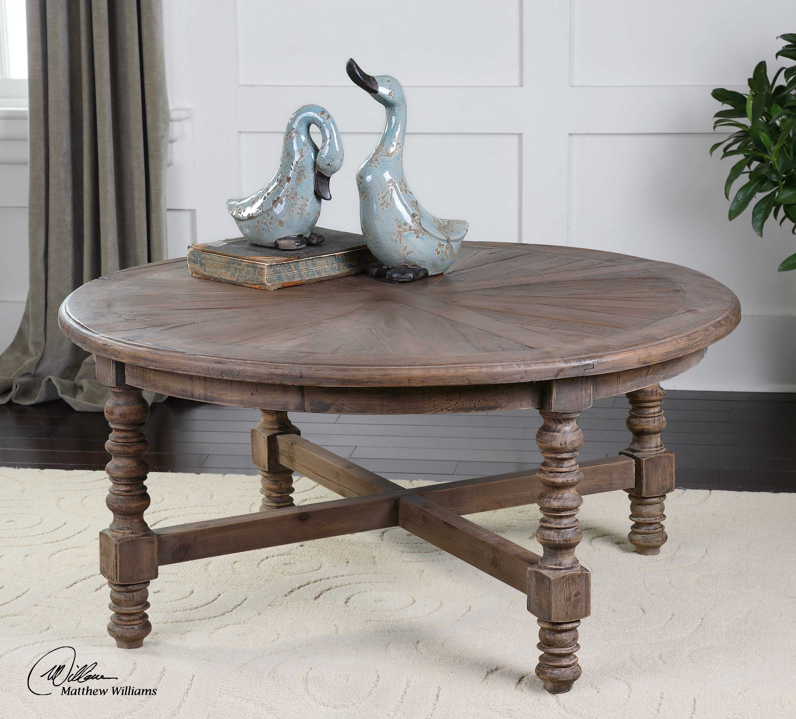 Uttermost Samuelle Round Wood Natural Coffee Table