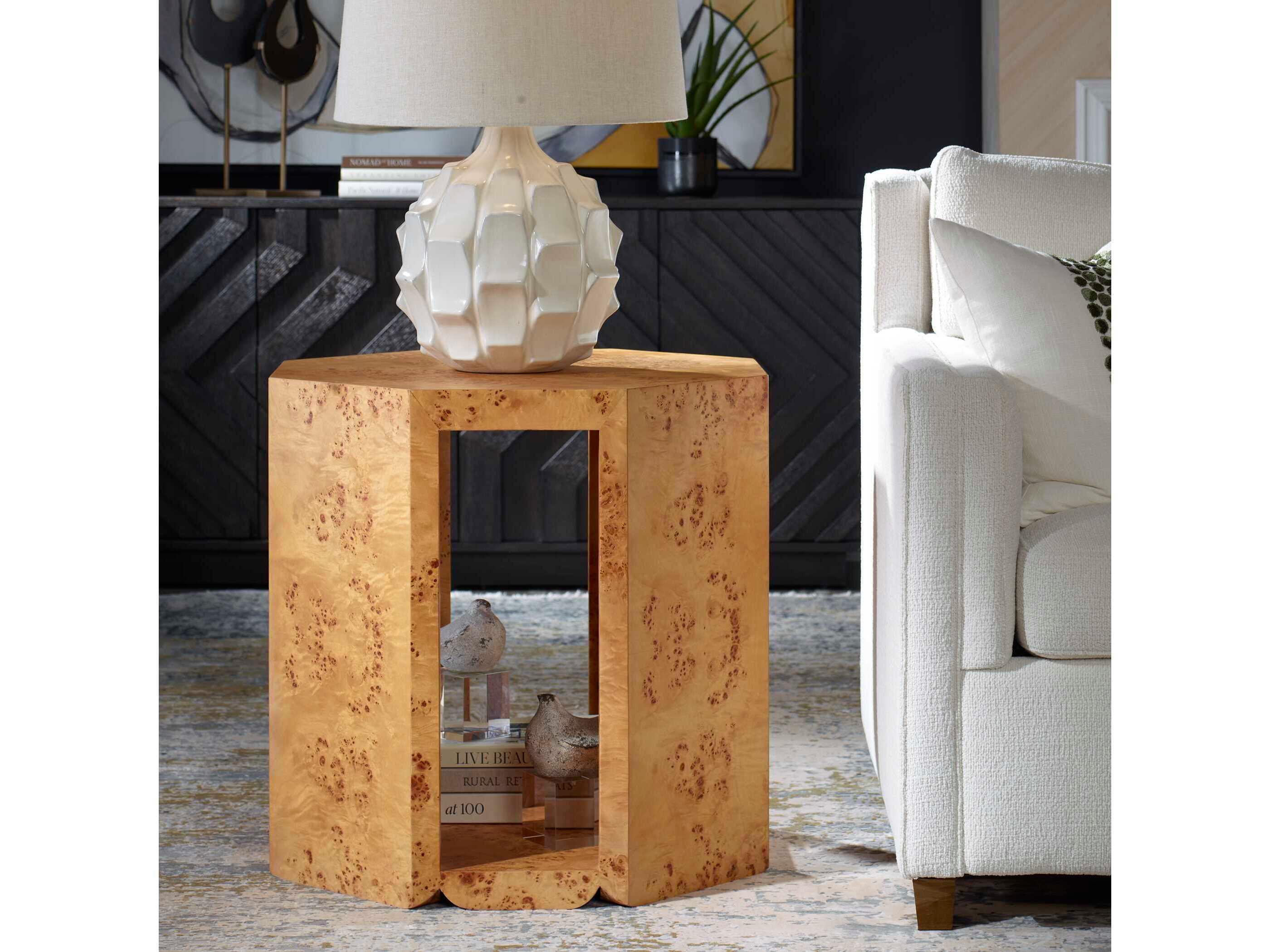 Uttermost Indus Hexagon Wood Natural End Table