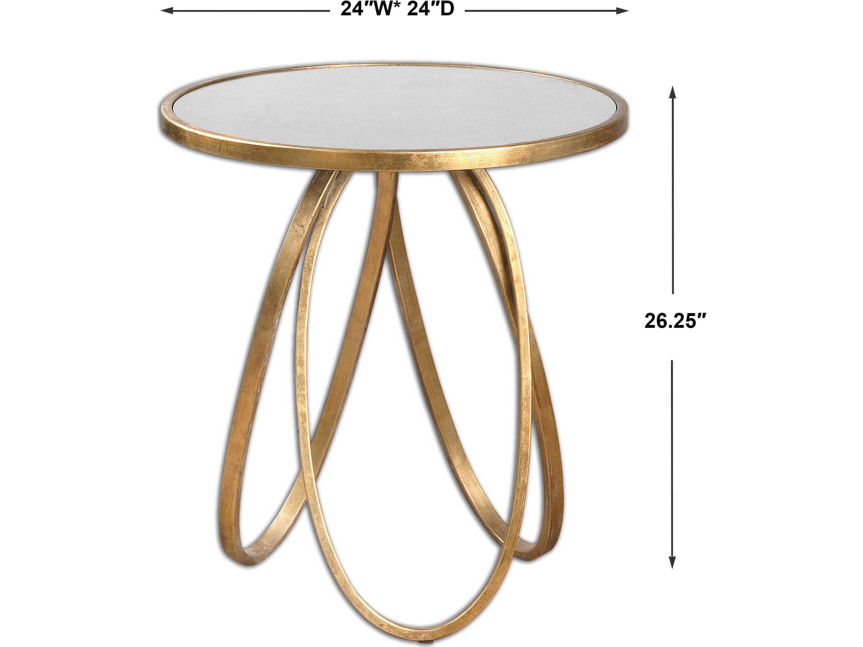 Uttermost Montrez Round Glass Gold Leaf End Table
