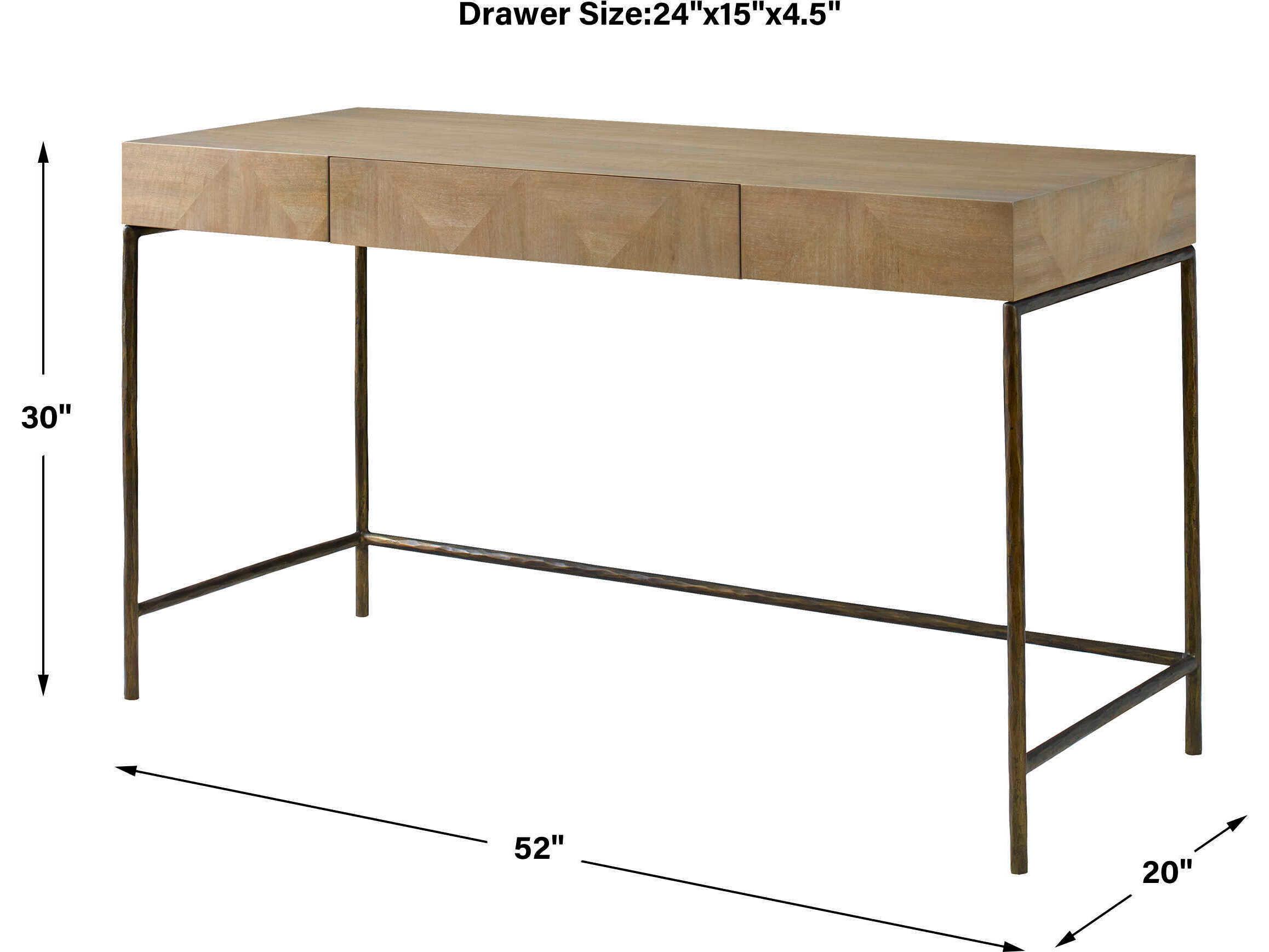 Uttermost Aristotle Natural Gold Computer Desk