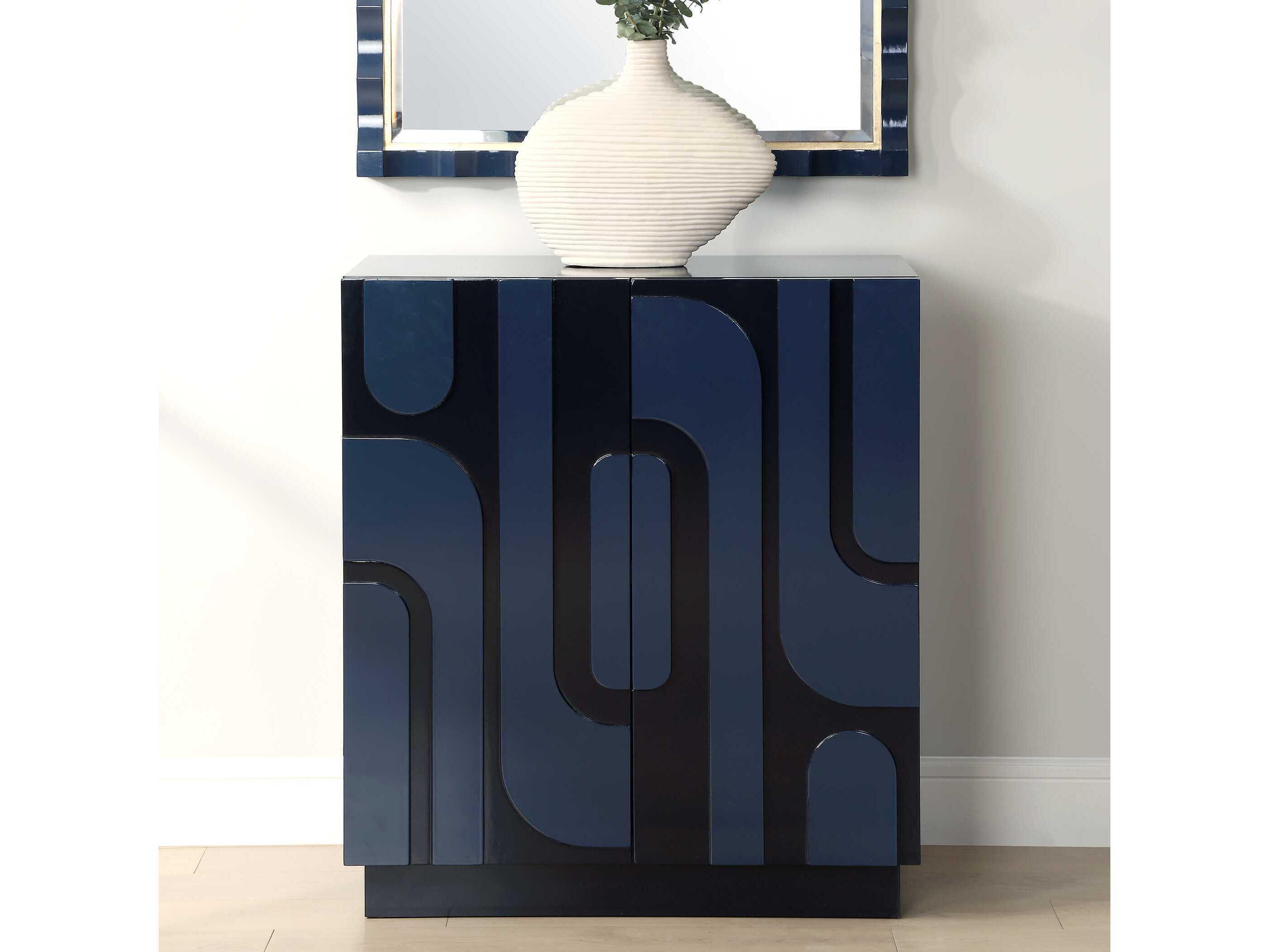 Uttermost Valeria Cobalt Blue Navy Pine Wood Accent Chest