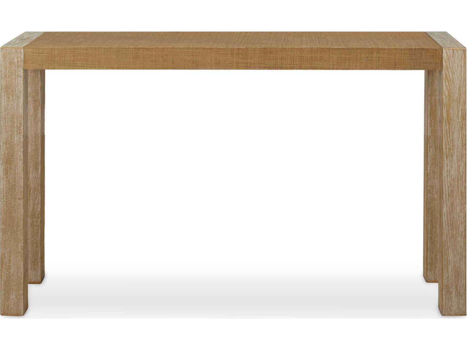 Uttermost Bentley Rectangular Wicker Textured Grasscloth Gold Metallic Console Table