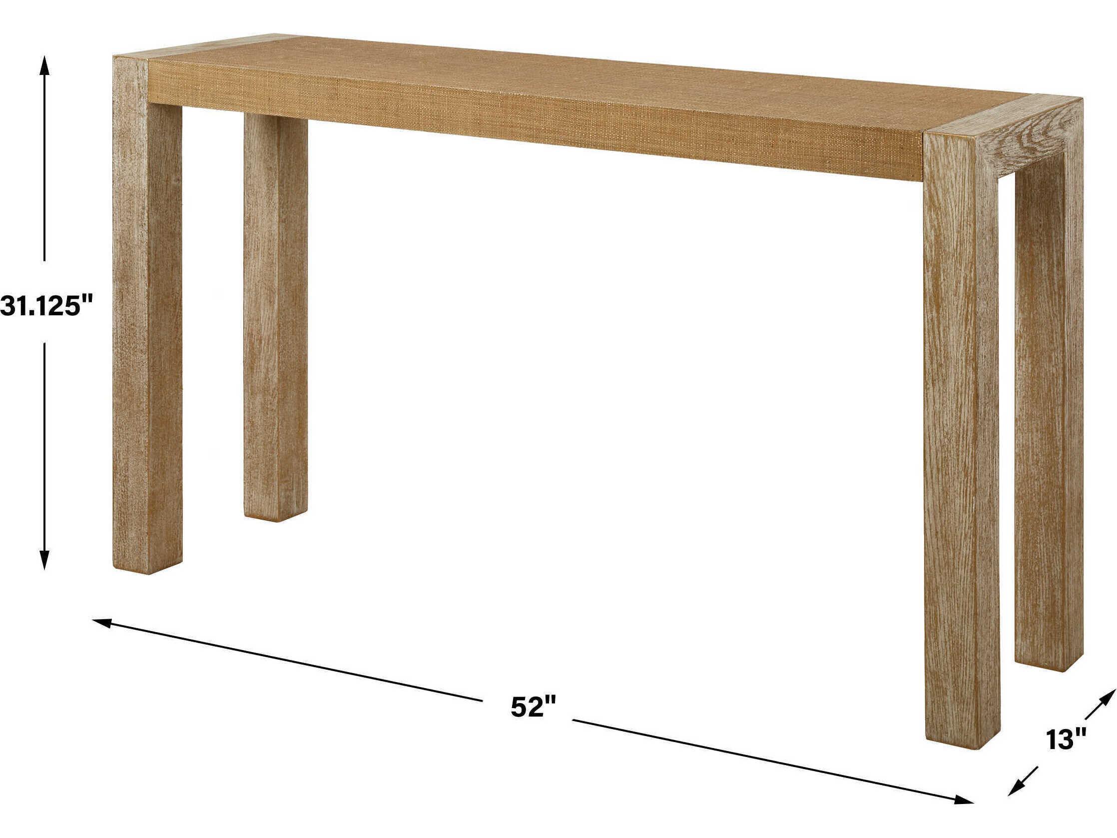 Uttermost Bentley Rectangular Wicker Textured Grasscloth Gold Metallic Console Table