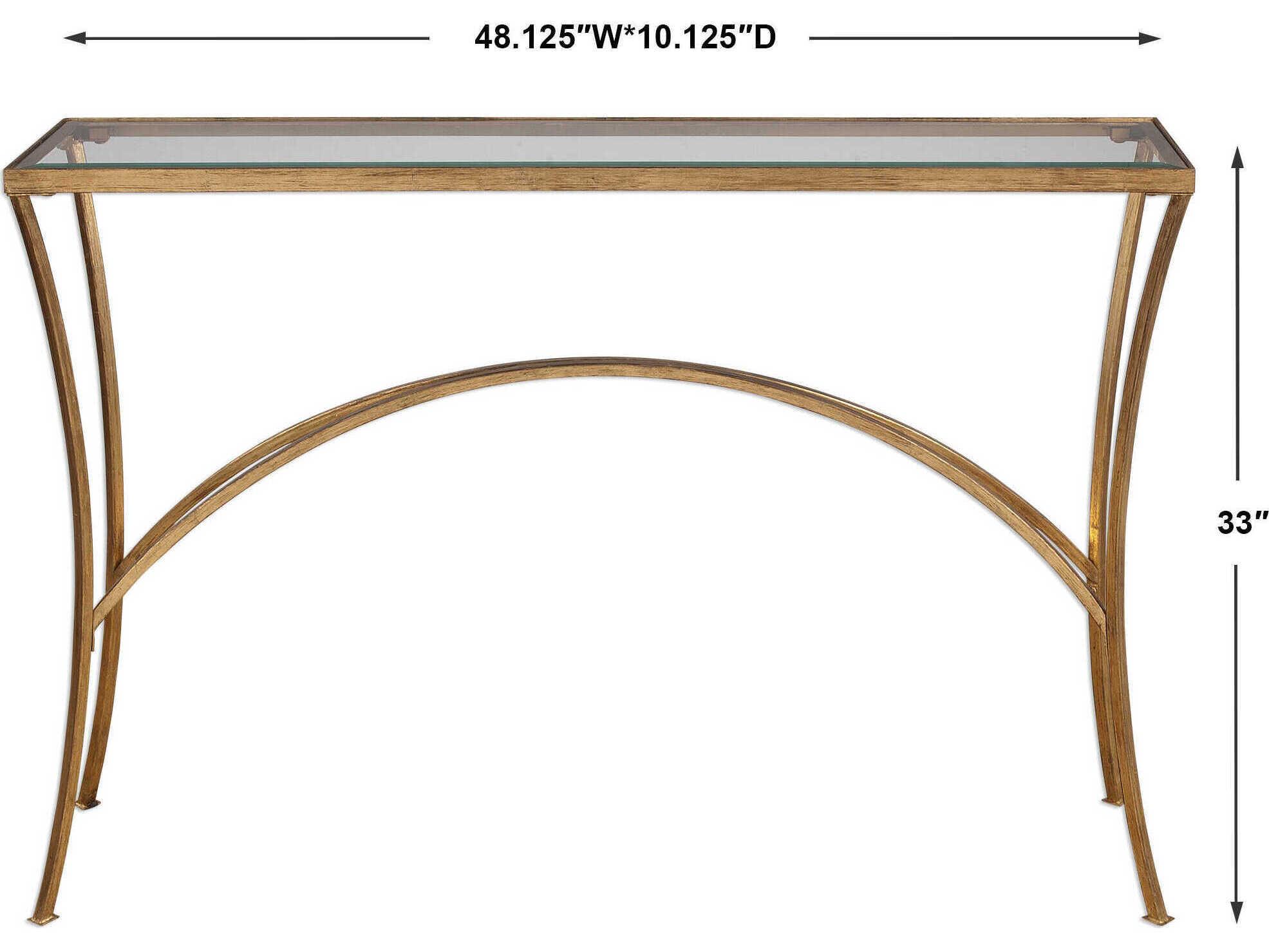 Uttermost Alayna Gold Rectangular Glass Antique Leaf Console Table