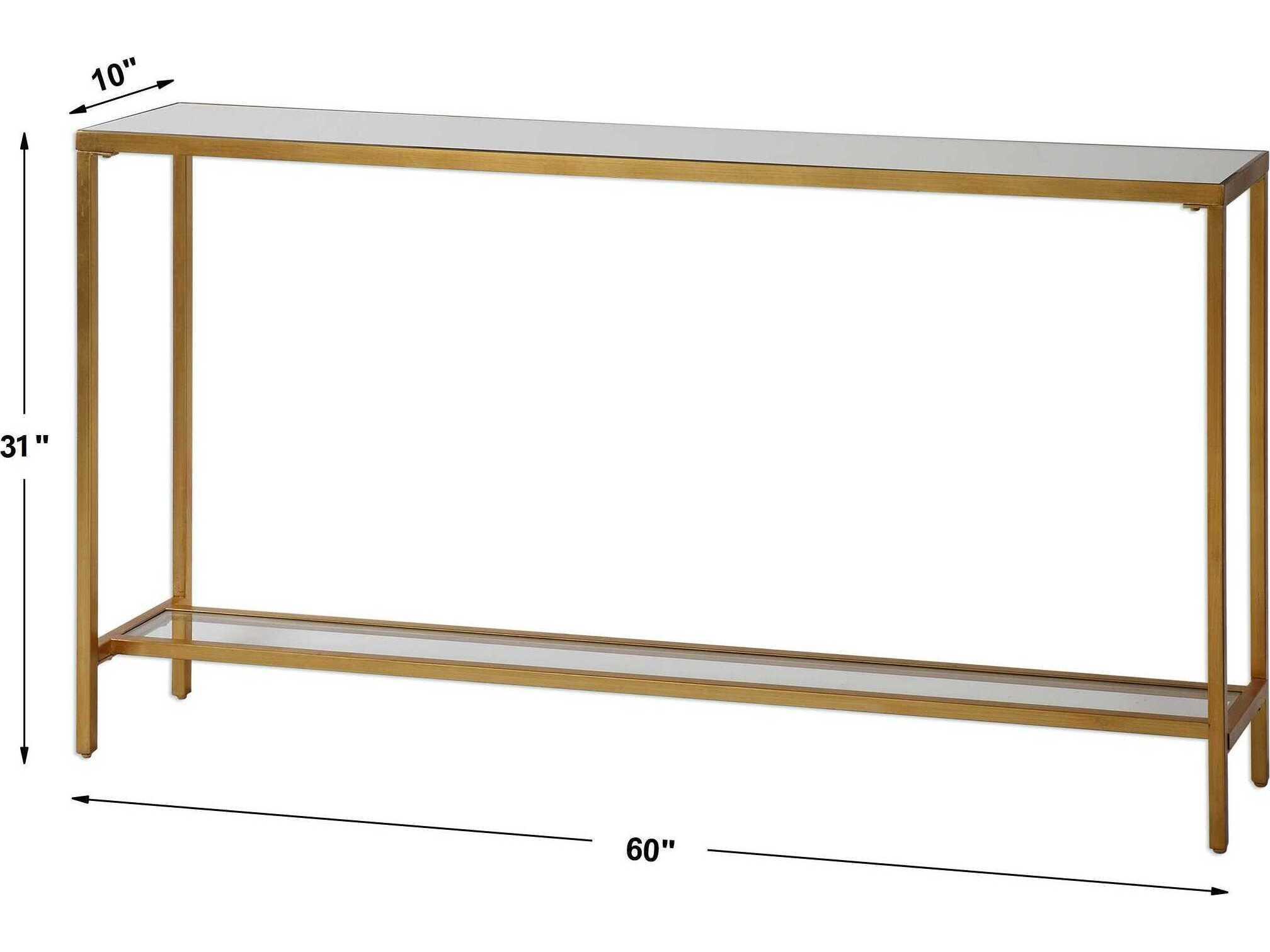 Uttermost Hayley Rectangular Glass Antique Gold Leaf Console Table