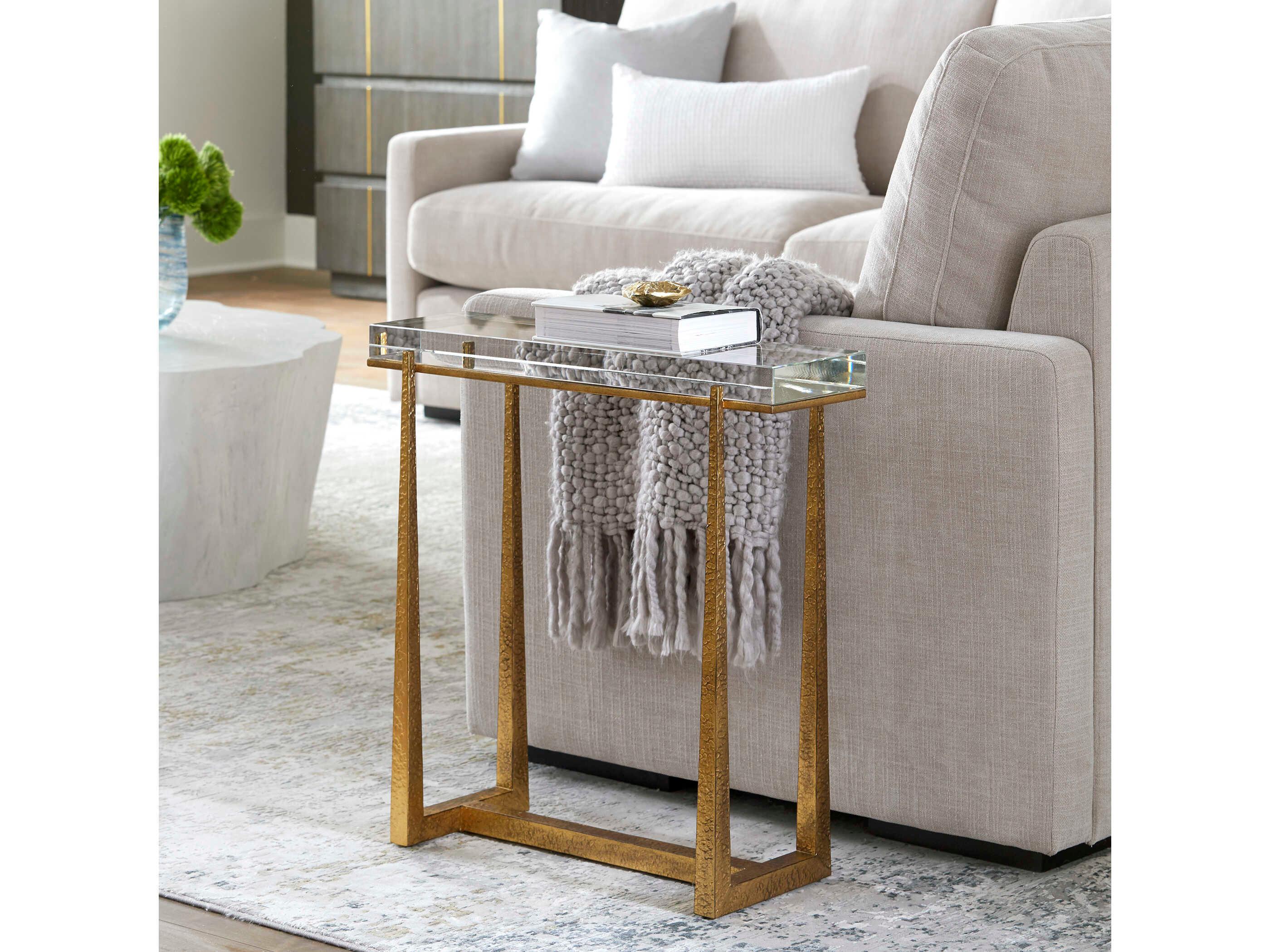 Uttermost Midas Rectangular Antique Gold End Table