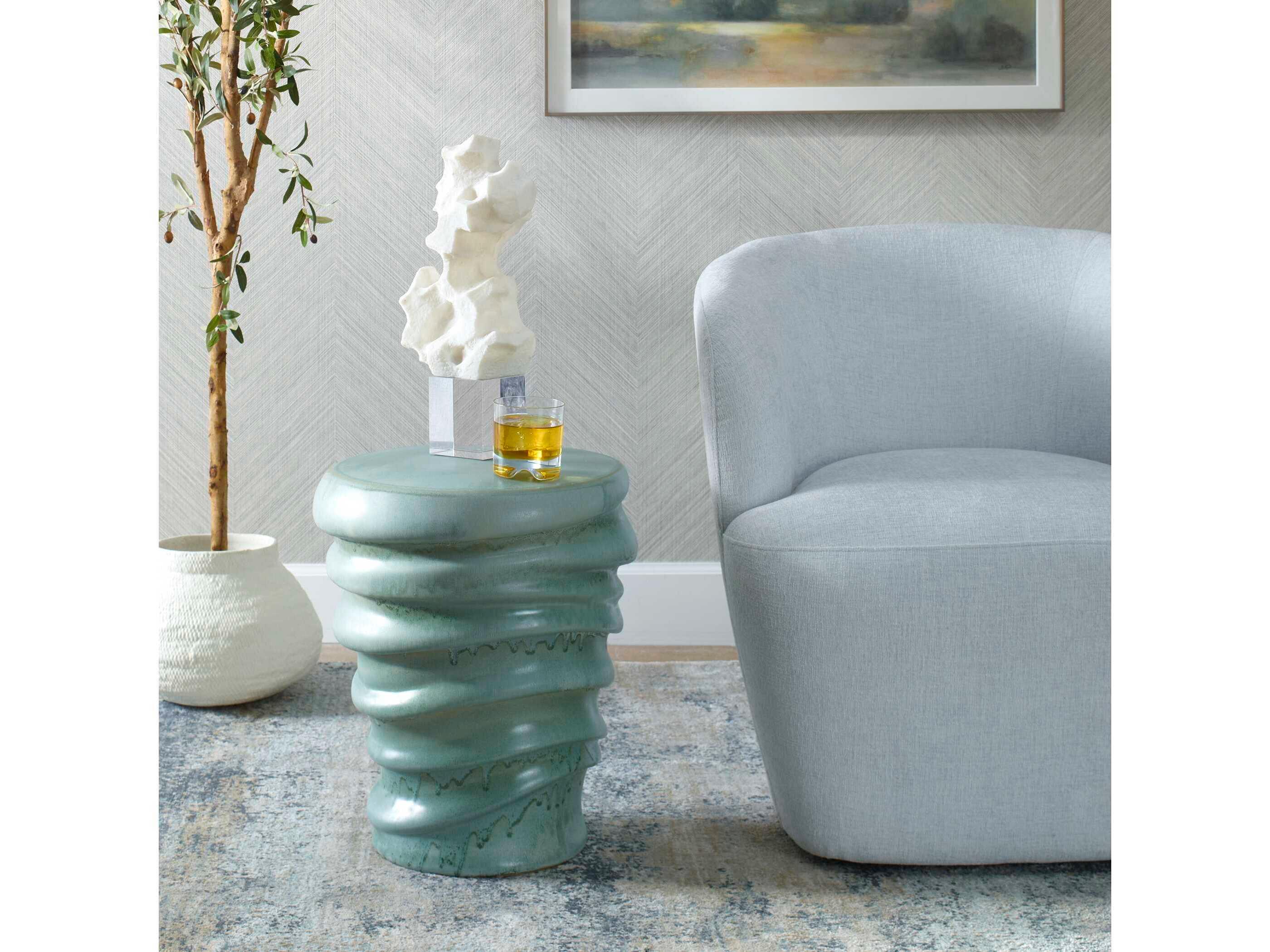 Uttermost Skye Light Aqua Green Accent Stool