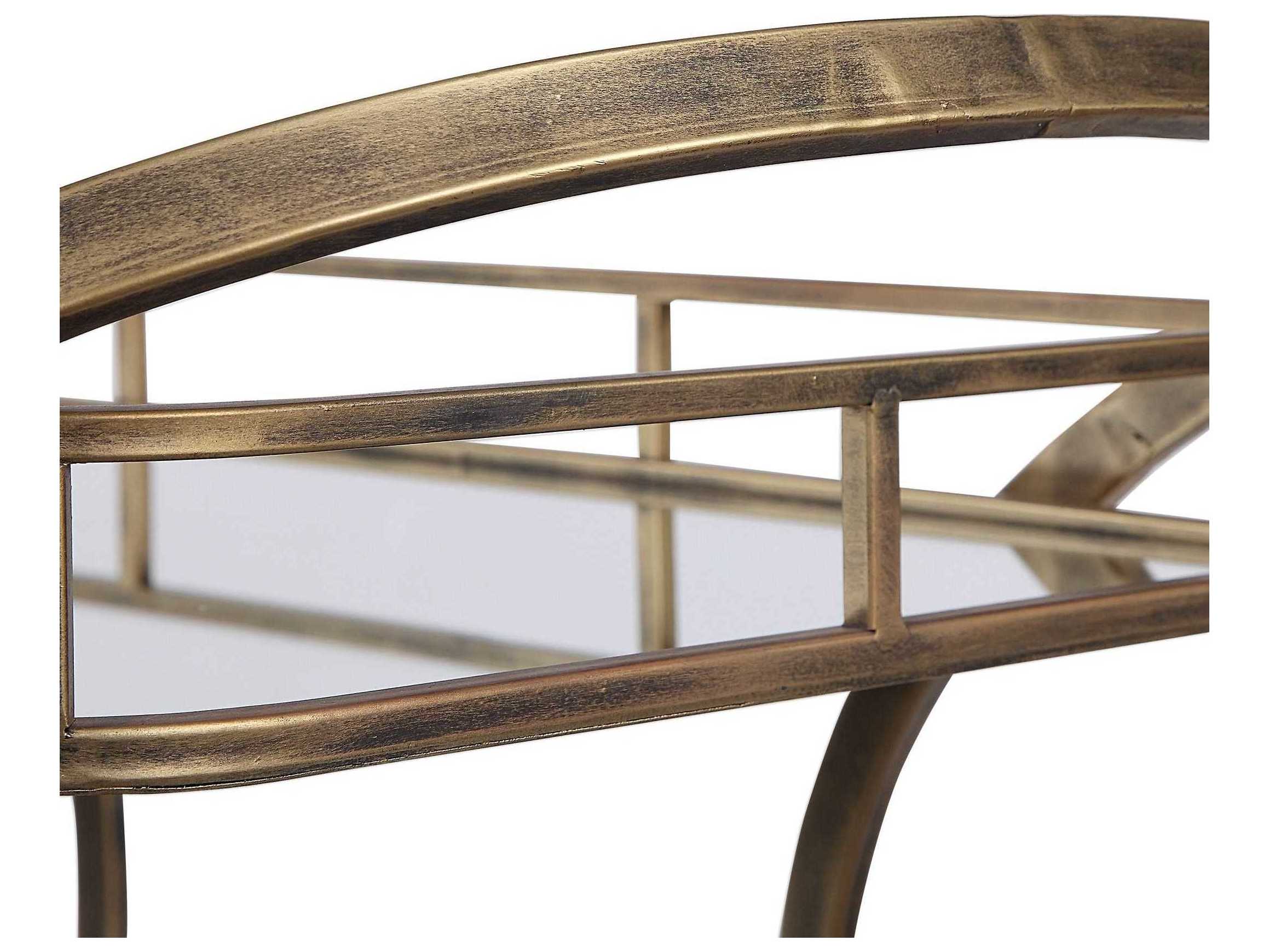 Uttermost Stassi Glass Antiqued Gold Bar Cart