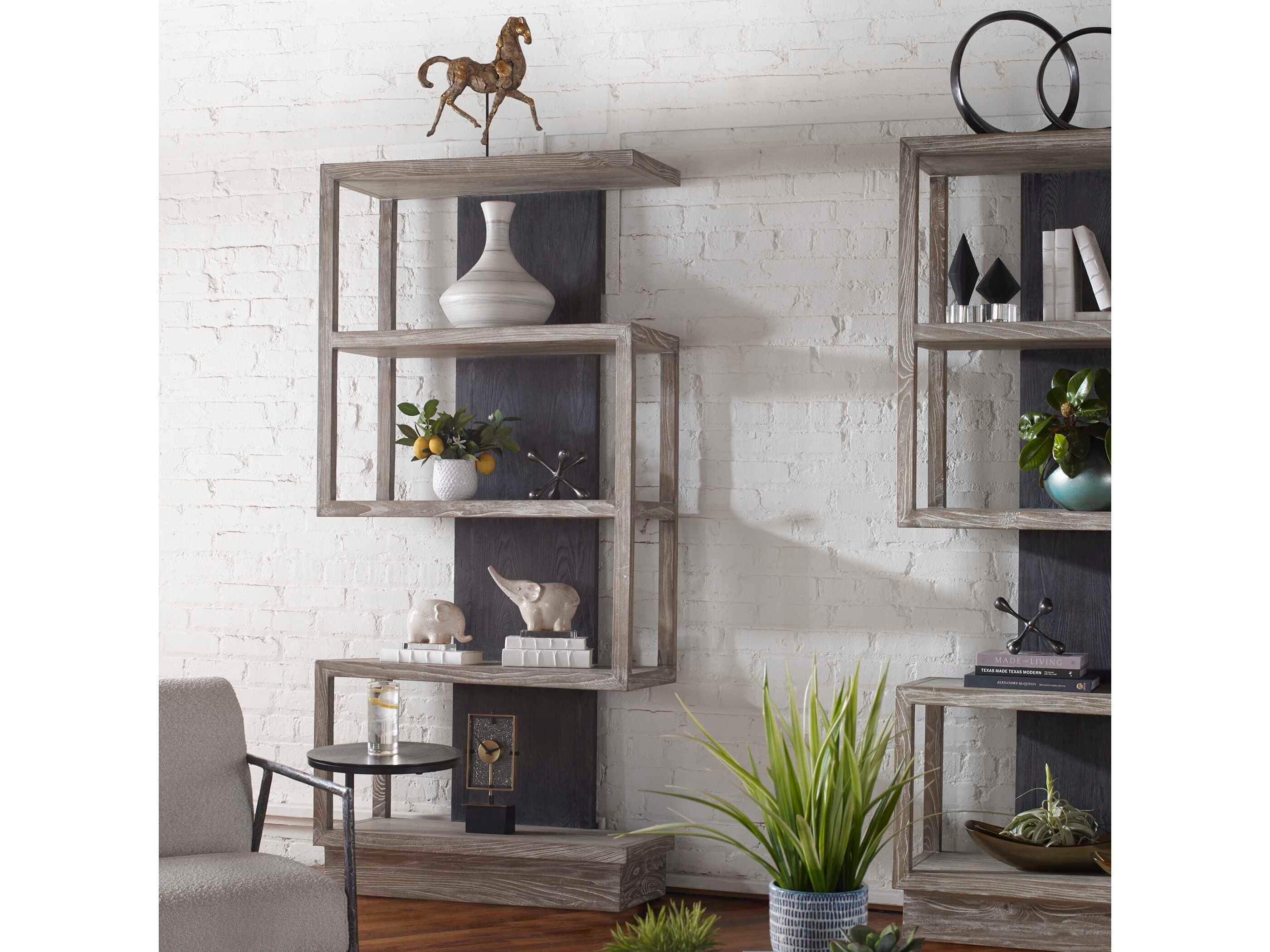 Uttermost Nicasia Light Gray / Deep Black Etagere