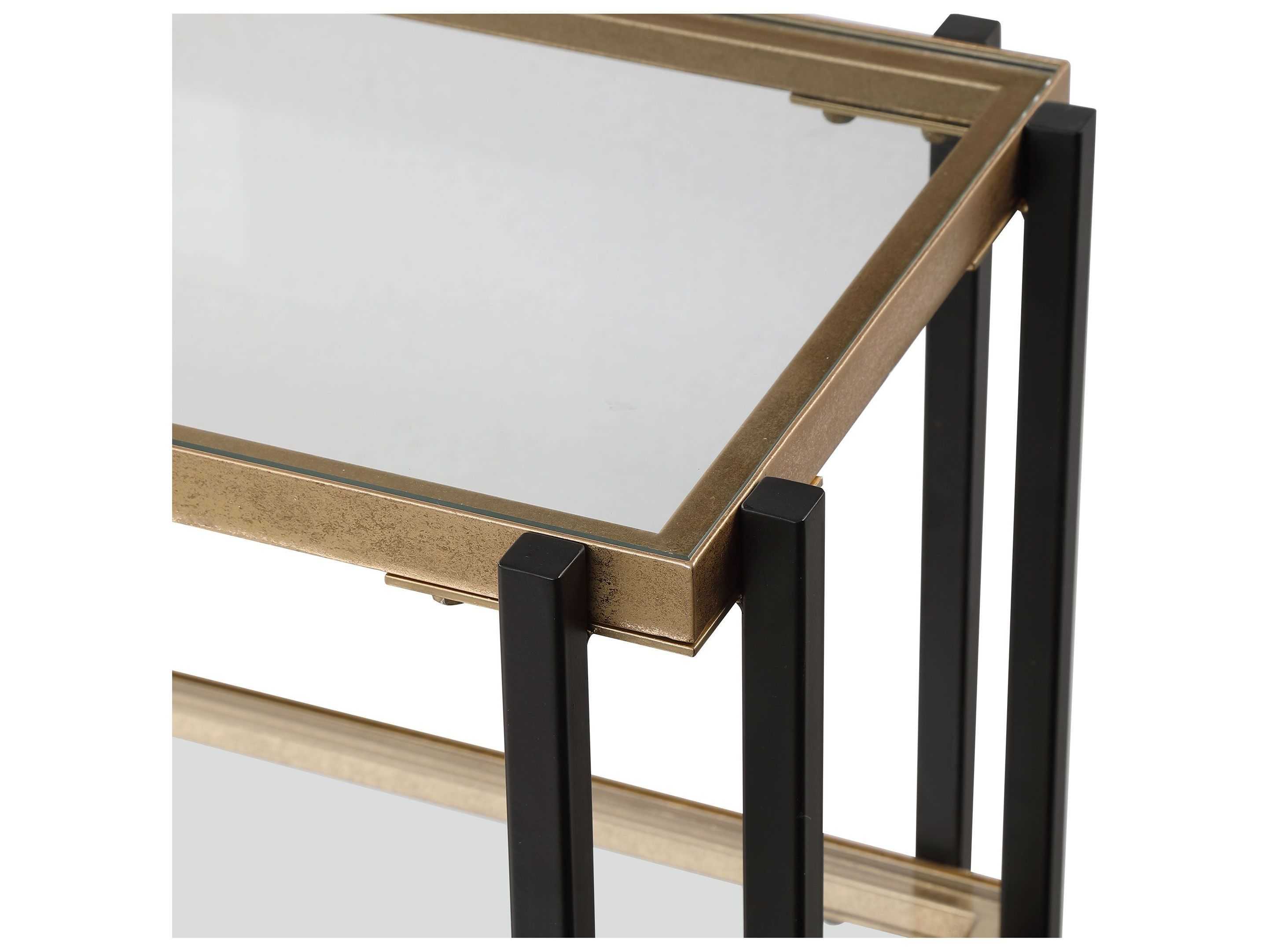 Uttermost Kentmore Modern Rectangular Glass Matte Black Brushed Gold Console Table