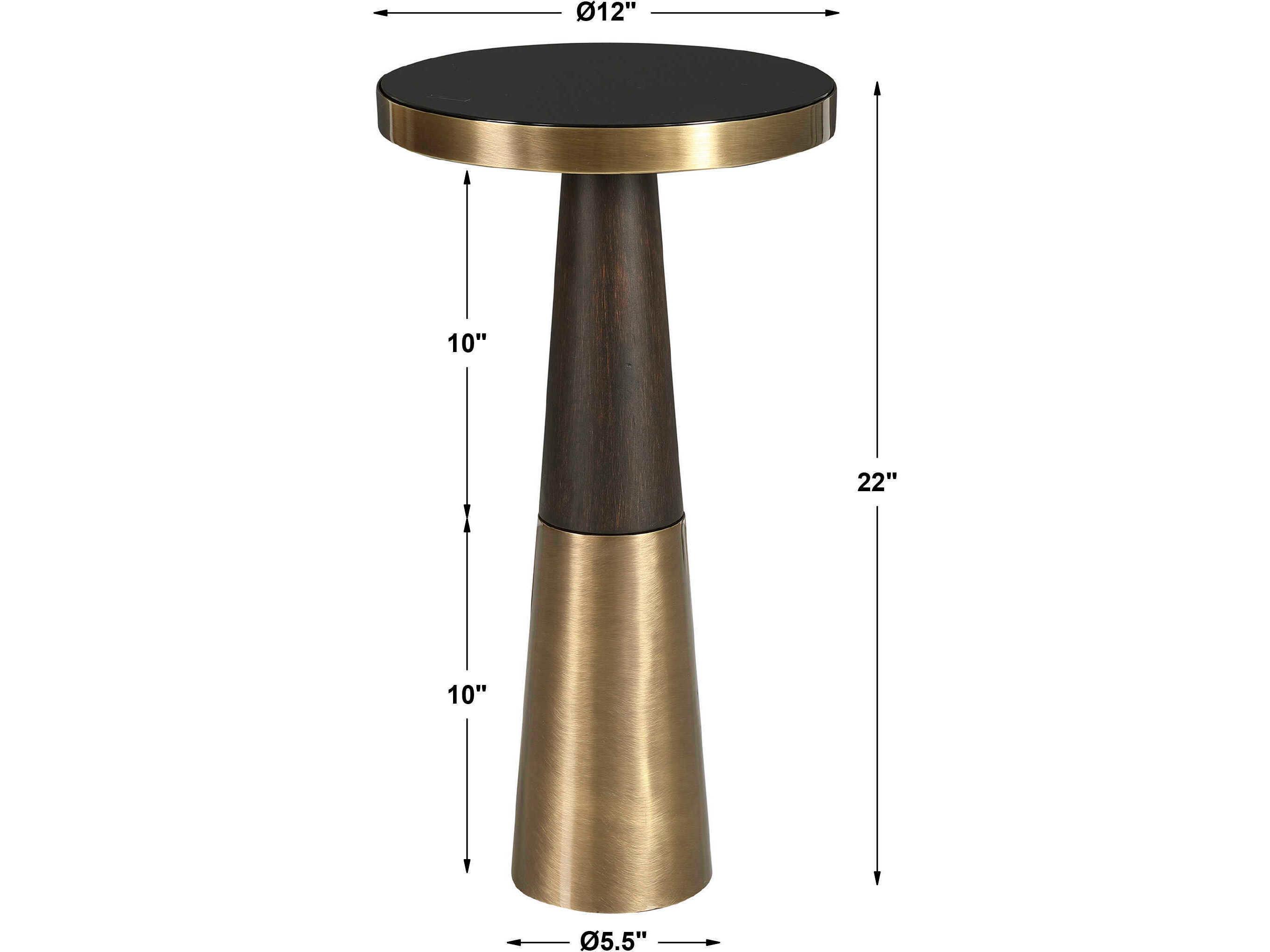 Uttermost Fortier Round Glass Dark Espresso End Table